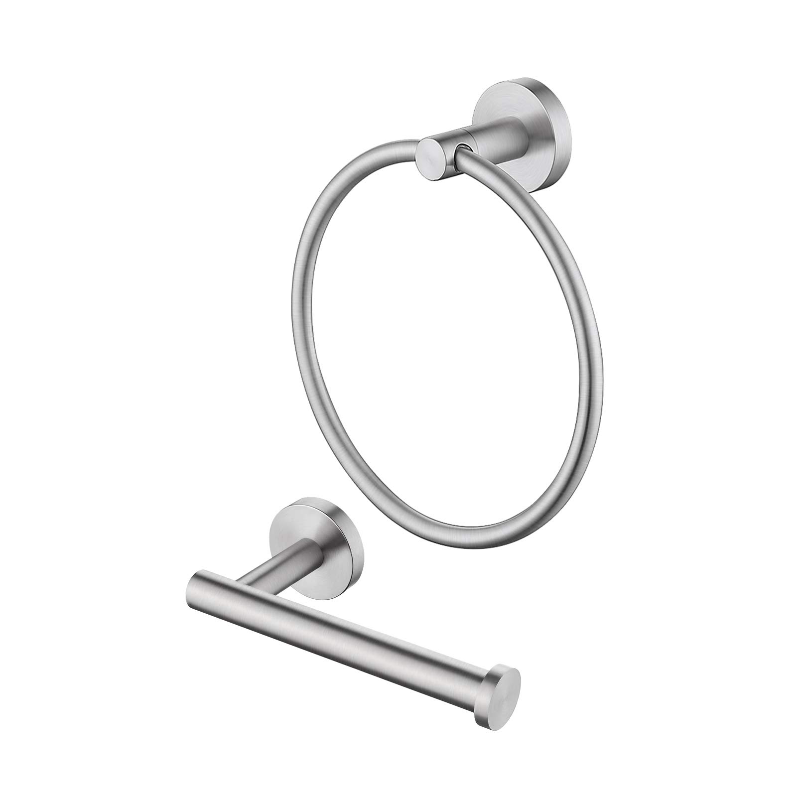 KES 2-Piece SUS304 Stainless Steel Bathroom Hardware Set - Wall Mounted Toilet Roll Holder & Towel Ring with Brushed Finish (LA202-23) | Durable Bathroom Accessories for Modern Homes & Luxury Hotels