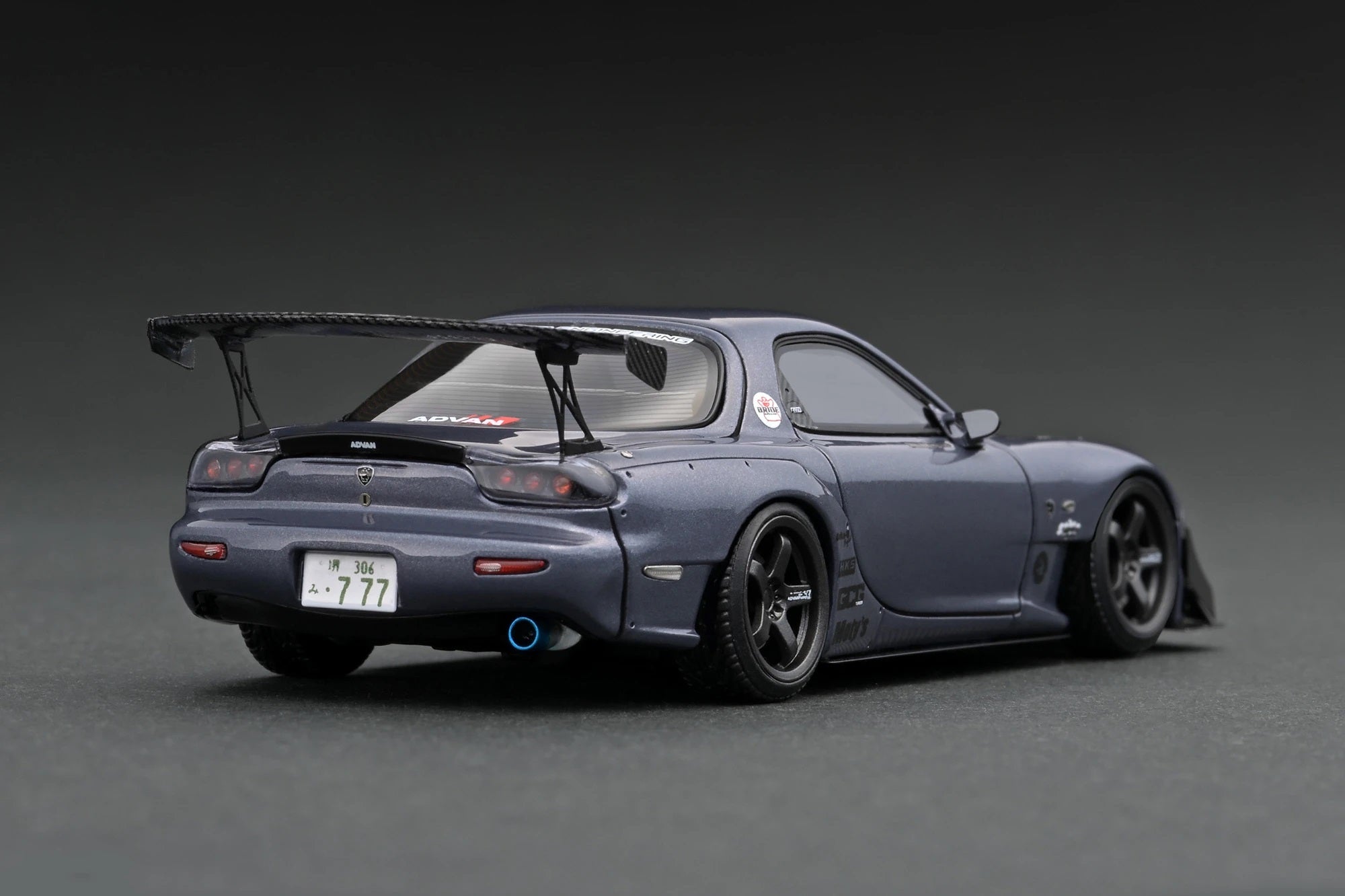 1:43 Scale Mazda RX7 FD3S FEED Model Car in Gun Metallic - Diecast Collectible for Car Enthusiasts, Perfect for Display & Racing Game Scenes