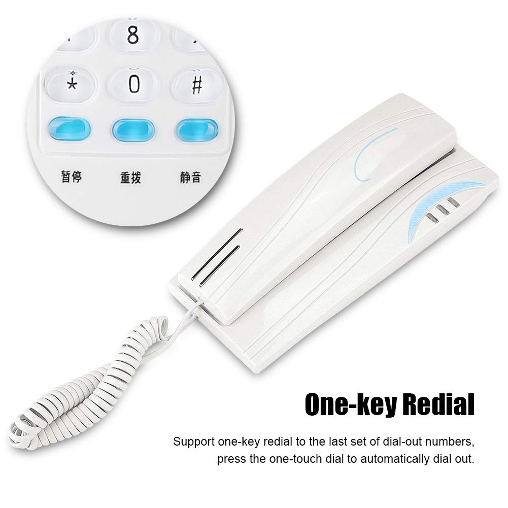 Bewinner Corded Landline Phone - Mini Wall & Desktop Home Phone with Pause, Mute, Indicator Light - Simple Elegant White Design for Home, Office, Dormitory Use