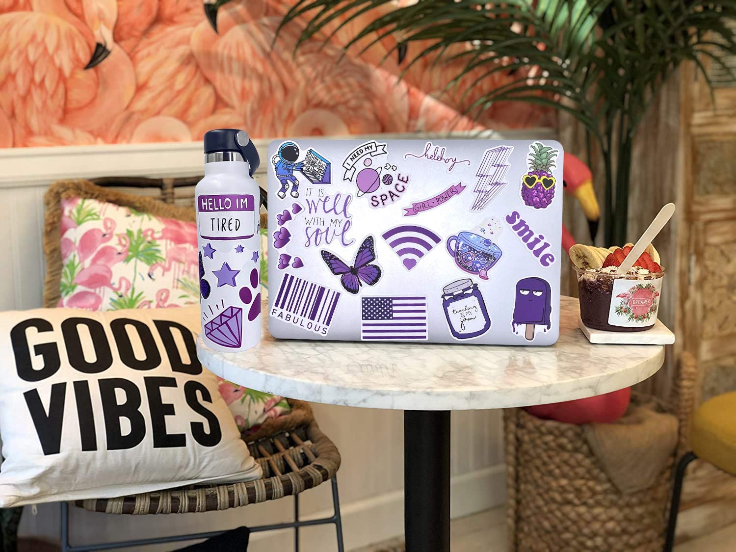 100 Pack Aesthetic Purple VSCO Stickers - Waterproof Vinyl Decals for Laptop, Water Bottle, Phone & Notebook | Cute Stickers for Teens, Girls, DIY Crafts, Journaling & Christmas Gifts