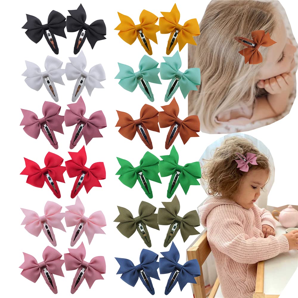24 PCS Pinwheel Snap Hair Clips for Baby Girls & Toddlers - Cute Tiny Hair Bows for Infants & Kids - Perfect for Parties, Holidays & Everyday Outfits