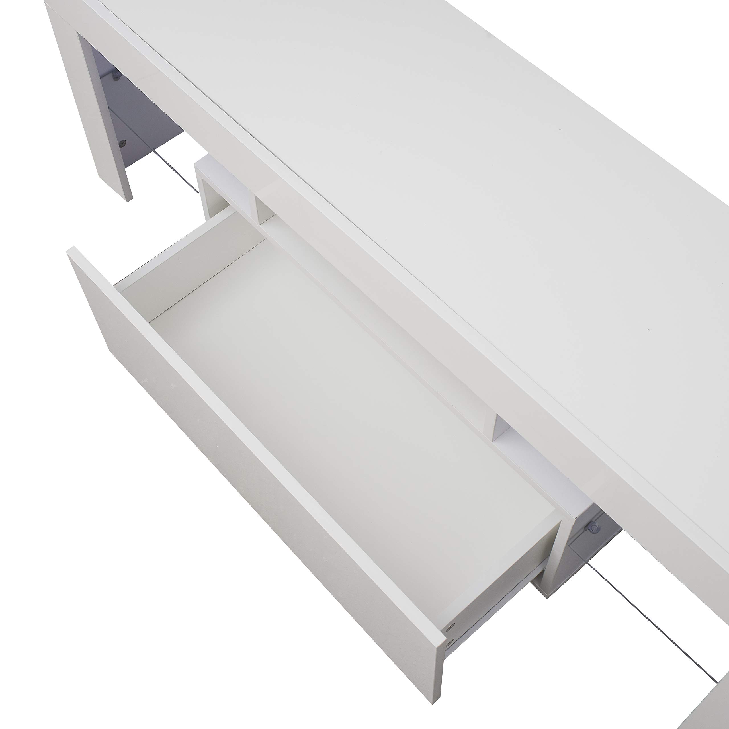 HABITRIO Modern TV Stand with LED Lights, Large Storage Drawer & Open Shelf - High Gloss Entertainment Center Media Console for 55 Inch TVs - Perfect for Living Room, Bedroom & Home Theater Setup
