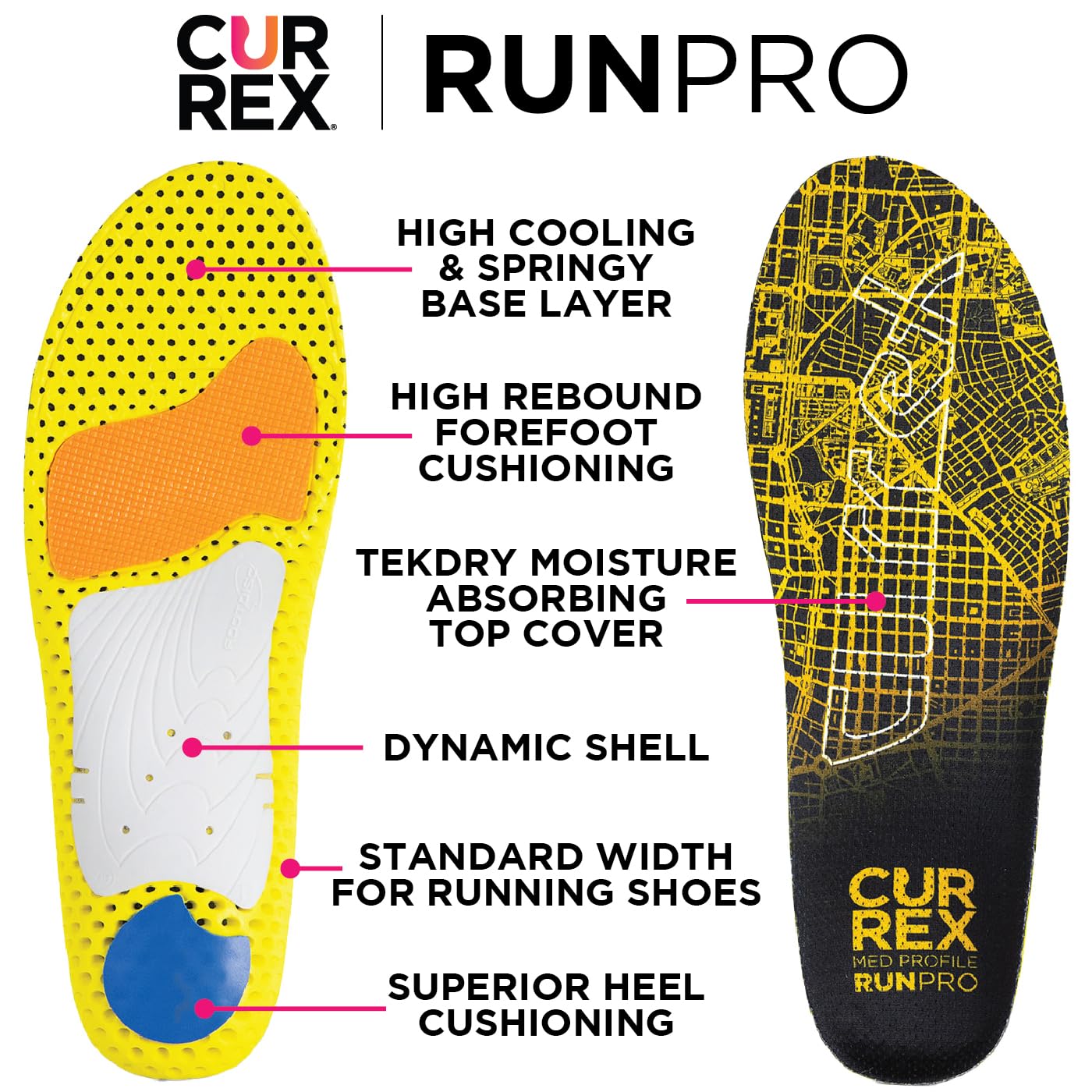 CURREX RunPro High Arch Support Insoles for Running Shoes – Reduce Fatigue, Prevent Injuries & Enhance Performance – Men & Women Orthotic Inserts – 2X Size – Ideal for Marathon Training, Hiking & Daily Comfort