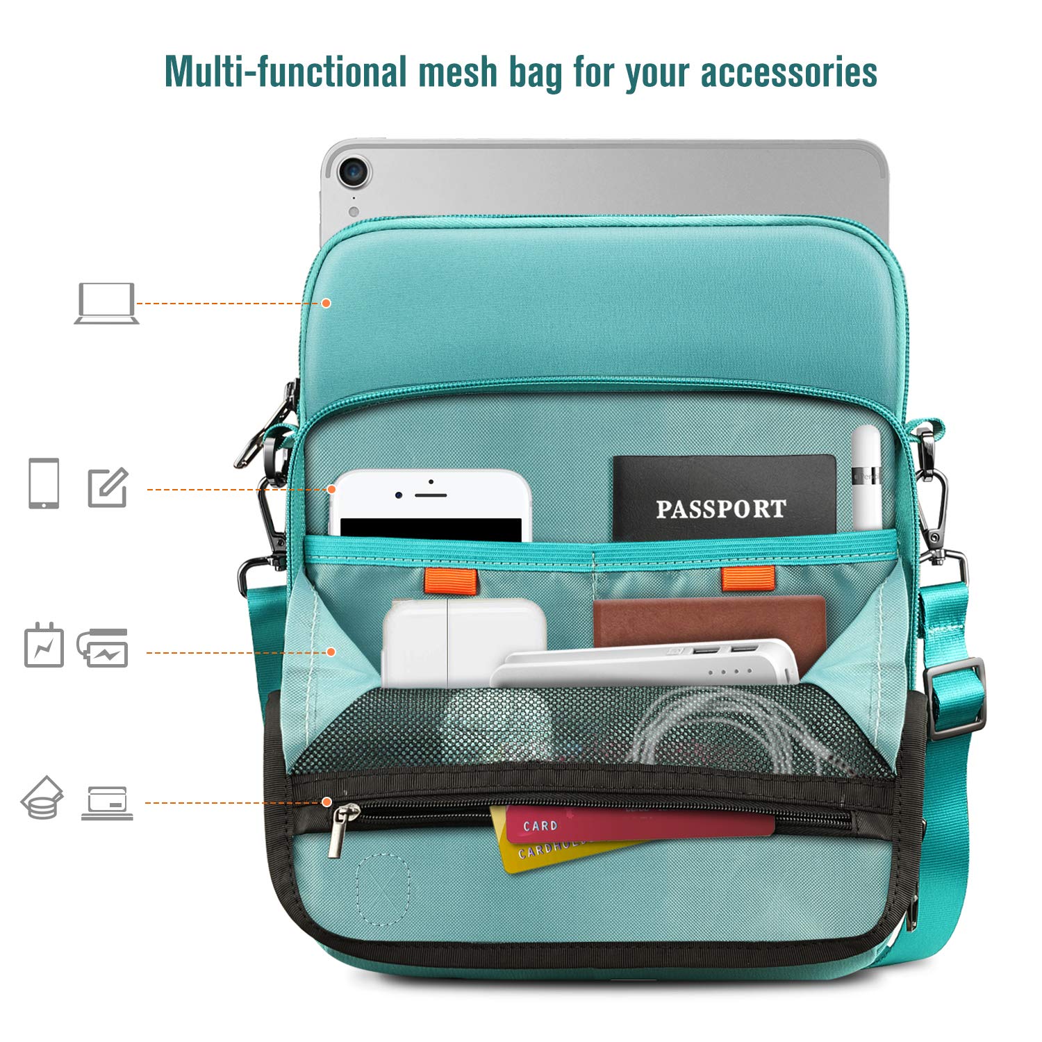 FINPAC 11 Inch Tablet Sleeve Case - Protective Briefcase Shoulder Bag for 11