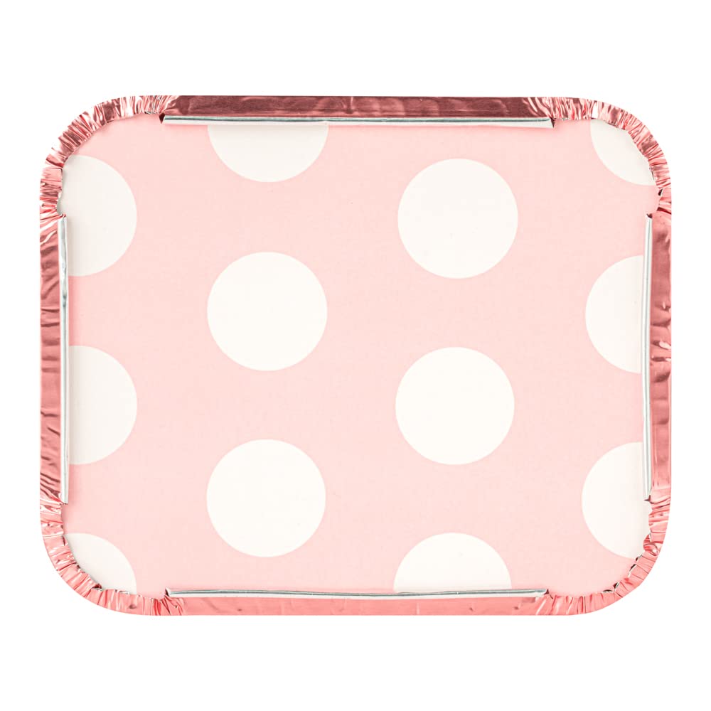 200-Pack 12oz Disposable Takeout Containers with Polka Dot Lids - Pink Rectangle Food Storage Containers for Restaurants, Catering & Meal Prep | Microwave Safe, Freezer Friendly & Leak-Proof Aluminum Delivery Boxes