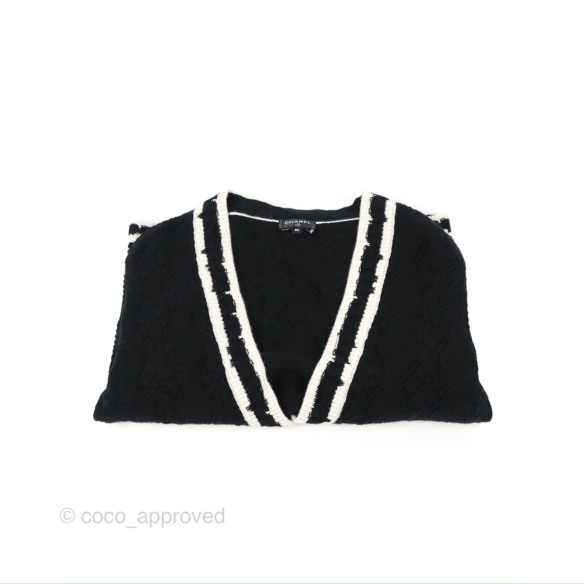 Chanel Black & White Cashmere Cardigan Women's Sweater 22C Collection | Luxury Knitwear for Fall & Winter | Perfect for Office, Dinner Dates & Holiday Parties