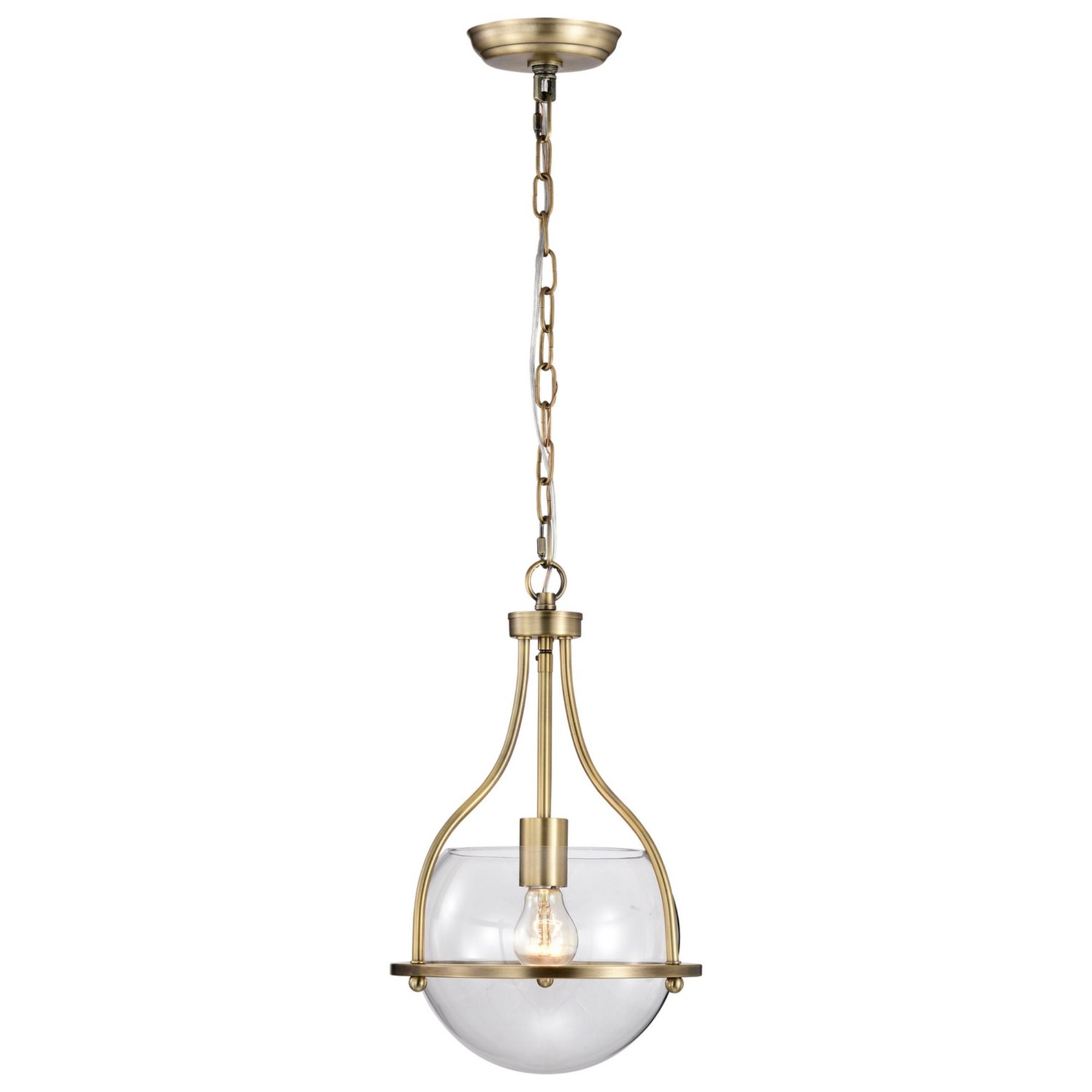 Vintage Brass 10-Inch Pendant Light - Amado Industrial Style Hanging Fixture for Kitchen Island, Dining Room, or Entryway Lighting