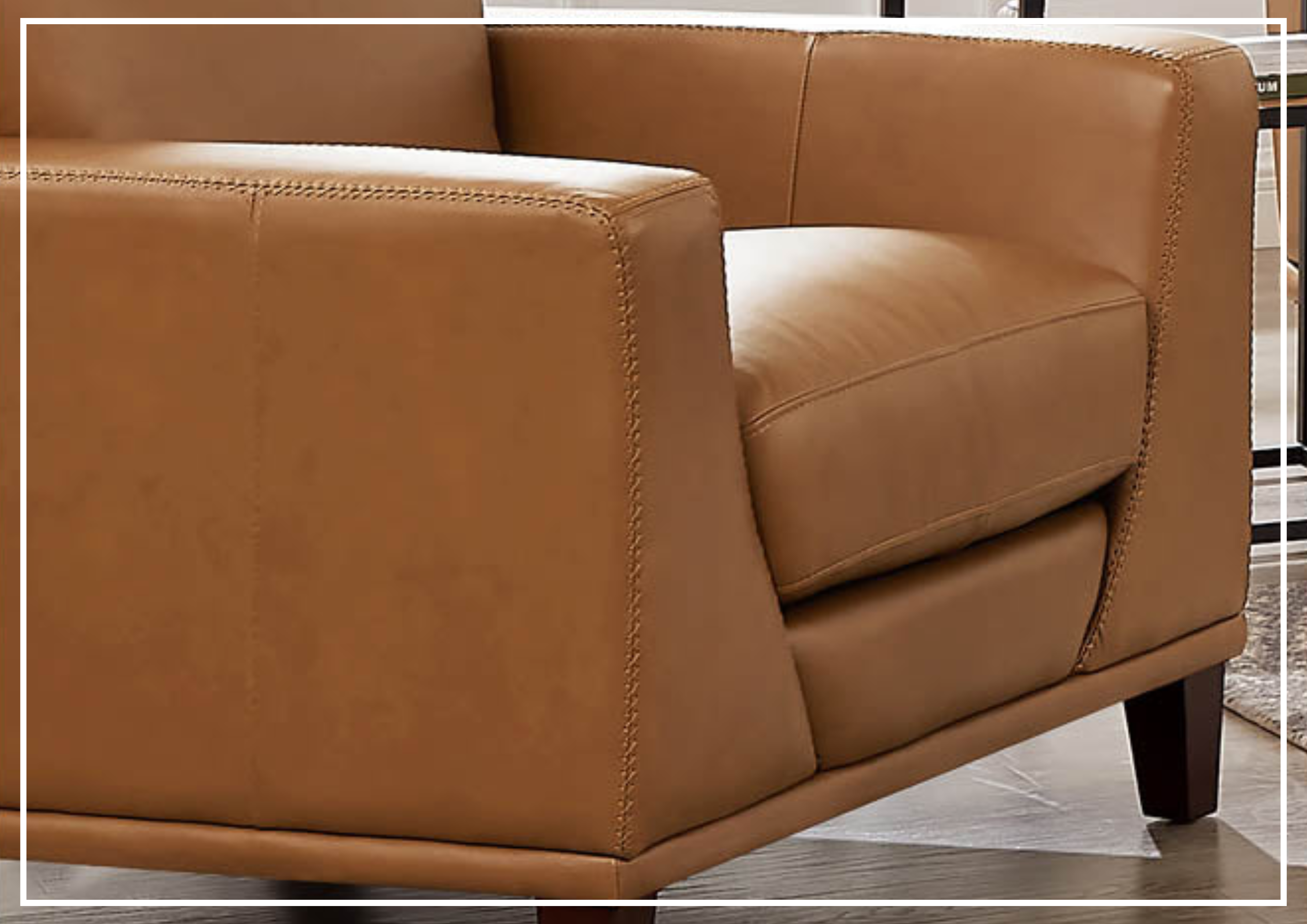 Hydeline Soma Genuine Top Grain Leather Armchair - Brown Leather Lounge Chair for Living Room, Office & Study - Comfortable Reading Chair with Ergonomic Design