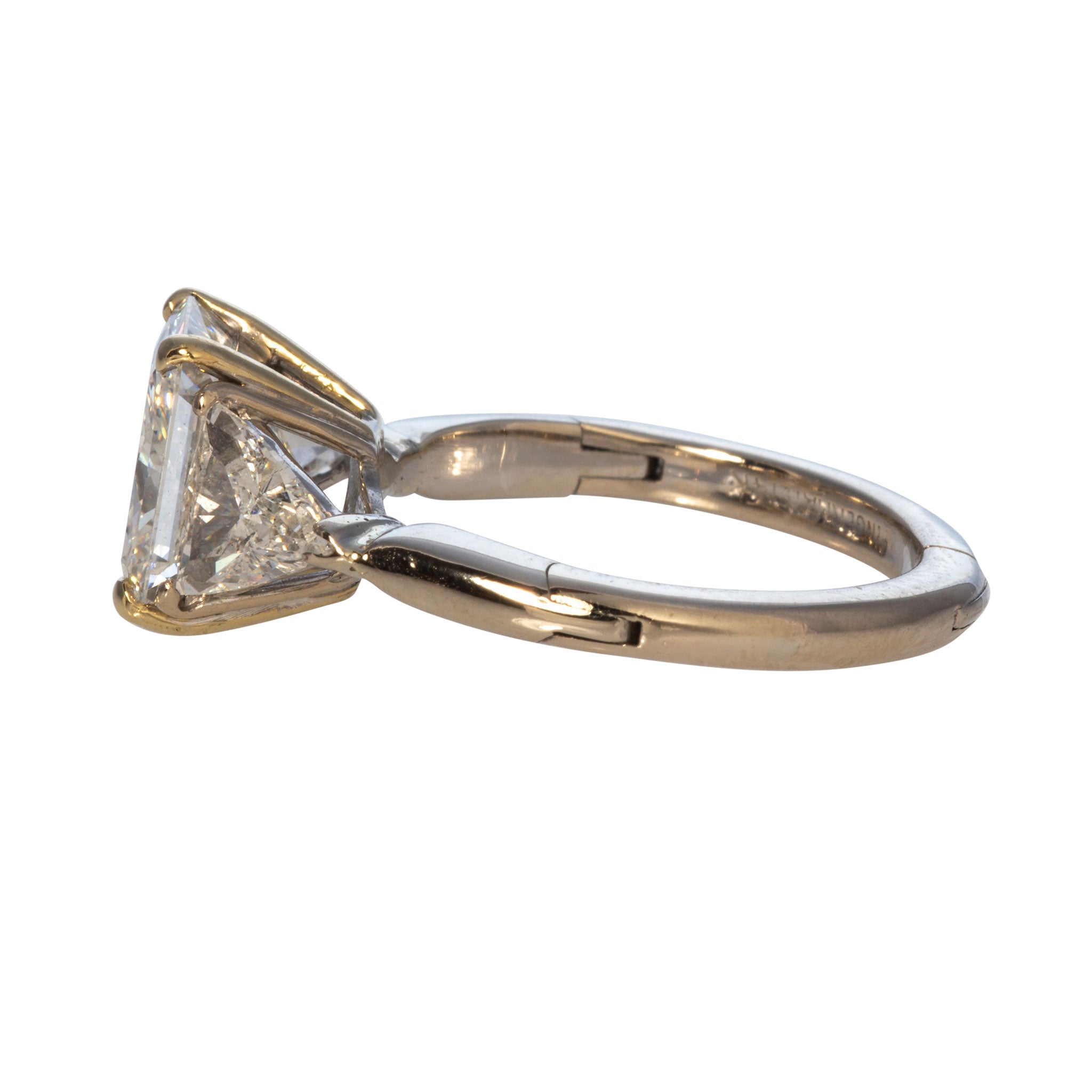 3.26ct Radiant Cut Diamond Engagement Ring with 1ct Trillion Side Stones in 14K Gold - Perfect for Proposals, Anniversaries & Special Occasions
