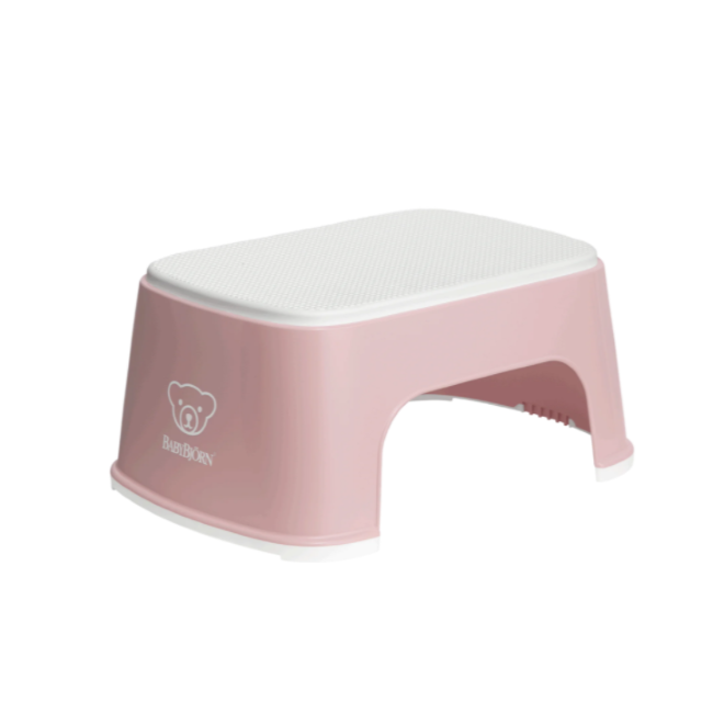 BabyBjorn Step Stool for Toddlers - Powder Pink & White | Non-Slip Kids Step Stool for Bathroom, Kitchen & Playroom