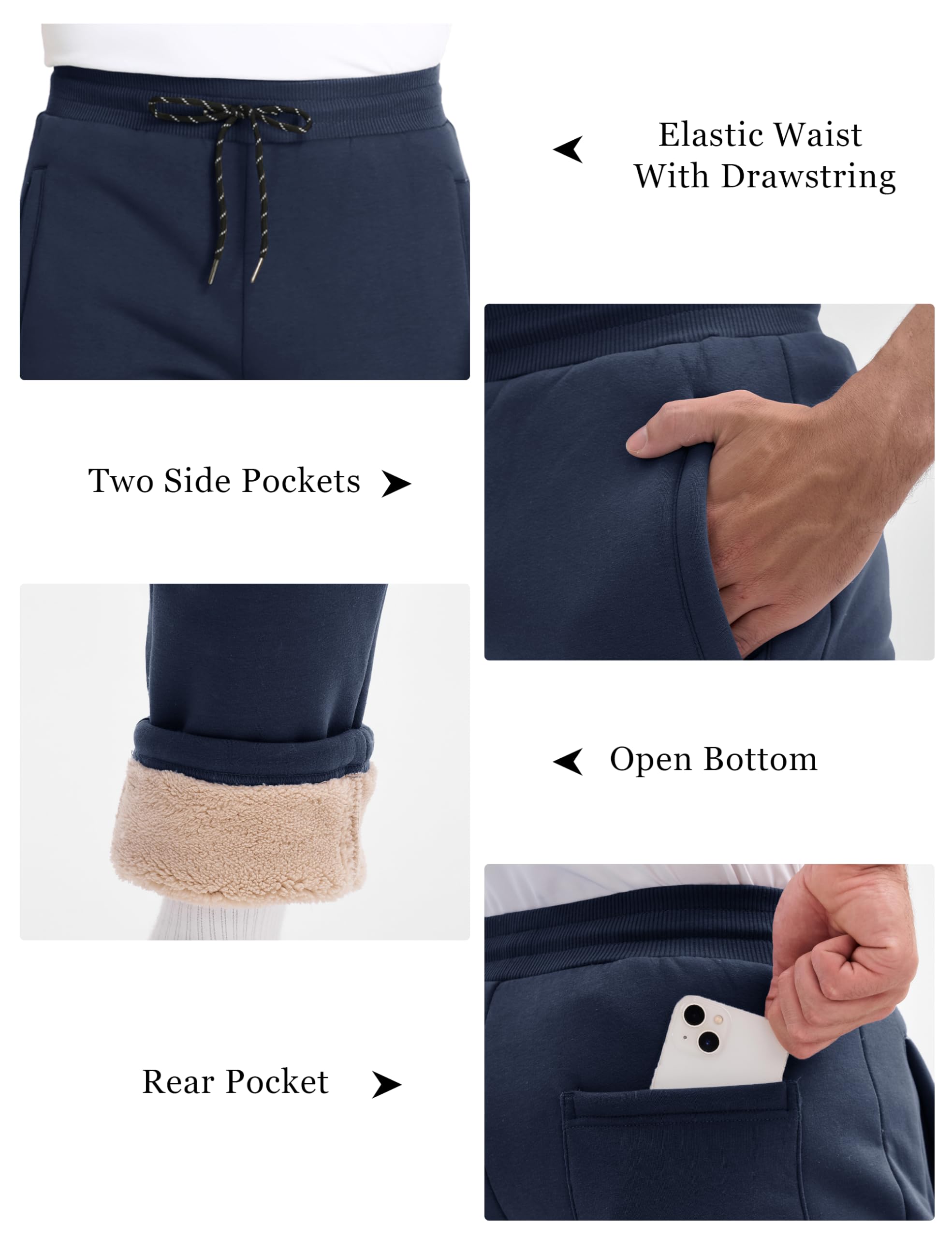MAGCOMSEN Men's Winter Fleece Lined Sweatpants - Sherpa Lined Thermal Joggers for Cold Weather, Thick Warm Athletic Pants for Running, Hiking & Outdoor Activities | Perfect for Winter Sports, Lounging & Casual Wear