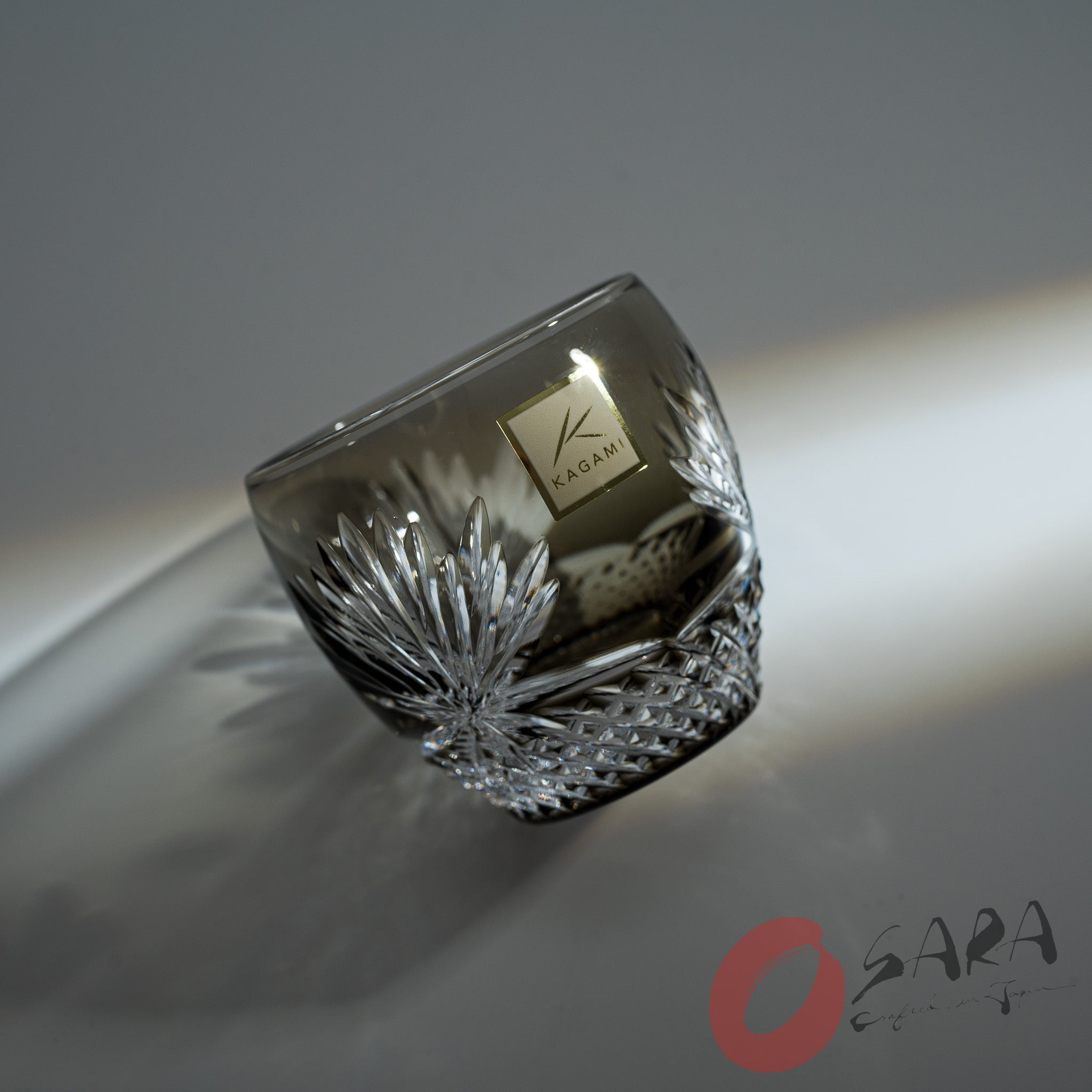 Premium KAGAMI Crystal Edo Kiriko Sake Glass - Queen of the Night Design - Handcrafted Japanese Cut Glass for Sake, Cocktails & Fine Dining - Elegant Gift for Wine Enthusiasts & Collectors