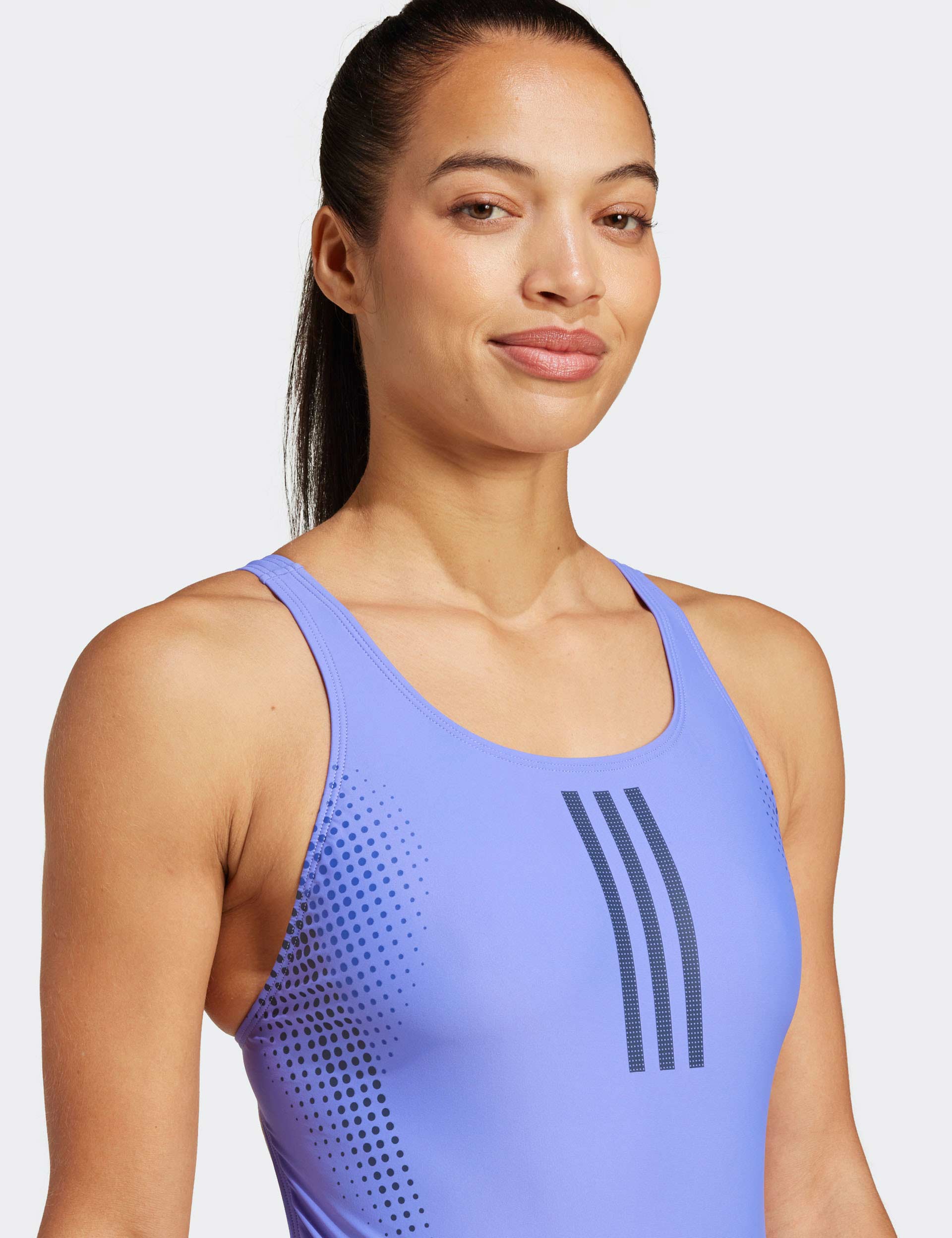 3 Stripes Graphic V Back Swimsuit for Women - Cobalt Blue One Piece Bathing Suit - Perfect for Beach, Pool & Summer Vacations