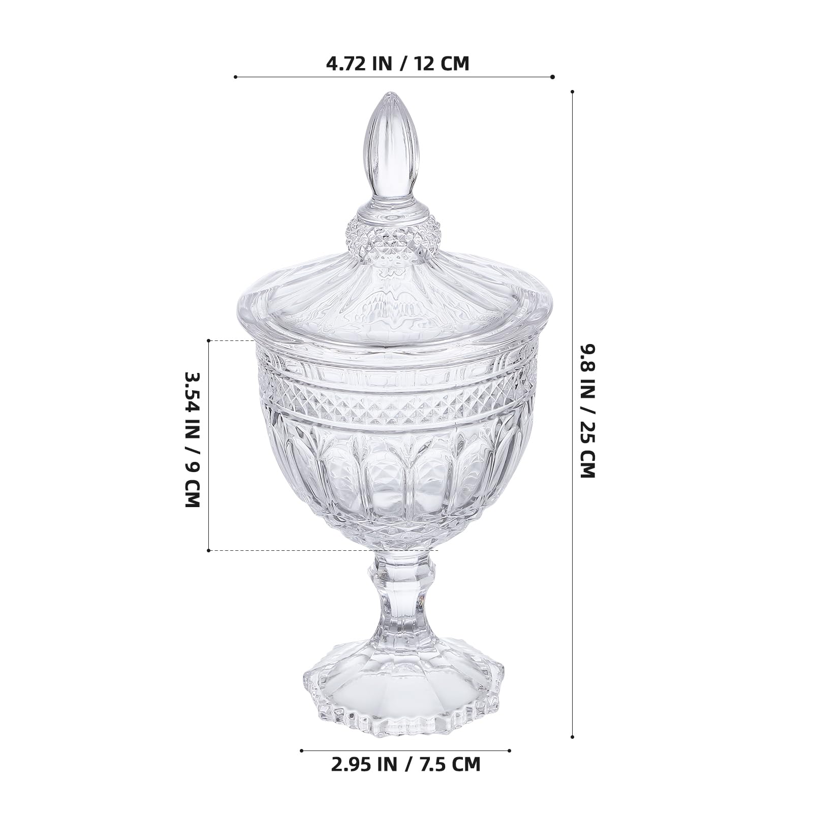DOITOOL Glass Footed Candy Dish with Lid - Clear Covered Candy Bowl, Crystal Cookie Jar, Decorative Apothecary Jar for Candy Buffet, Party, Home & Office - Perfect for Weddings, Baby Showers & Holiday Decor