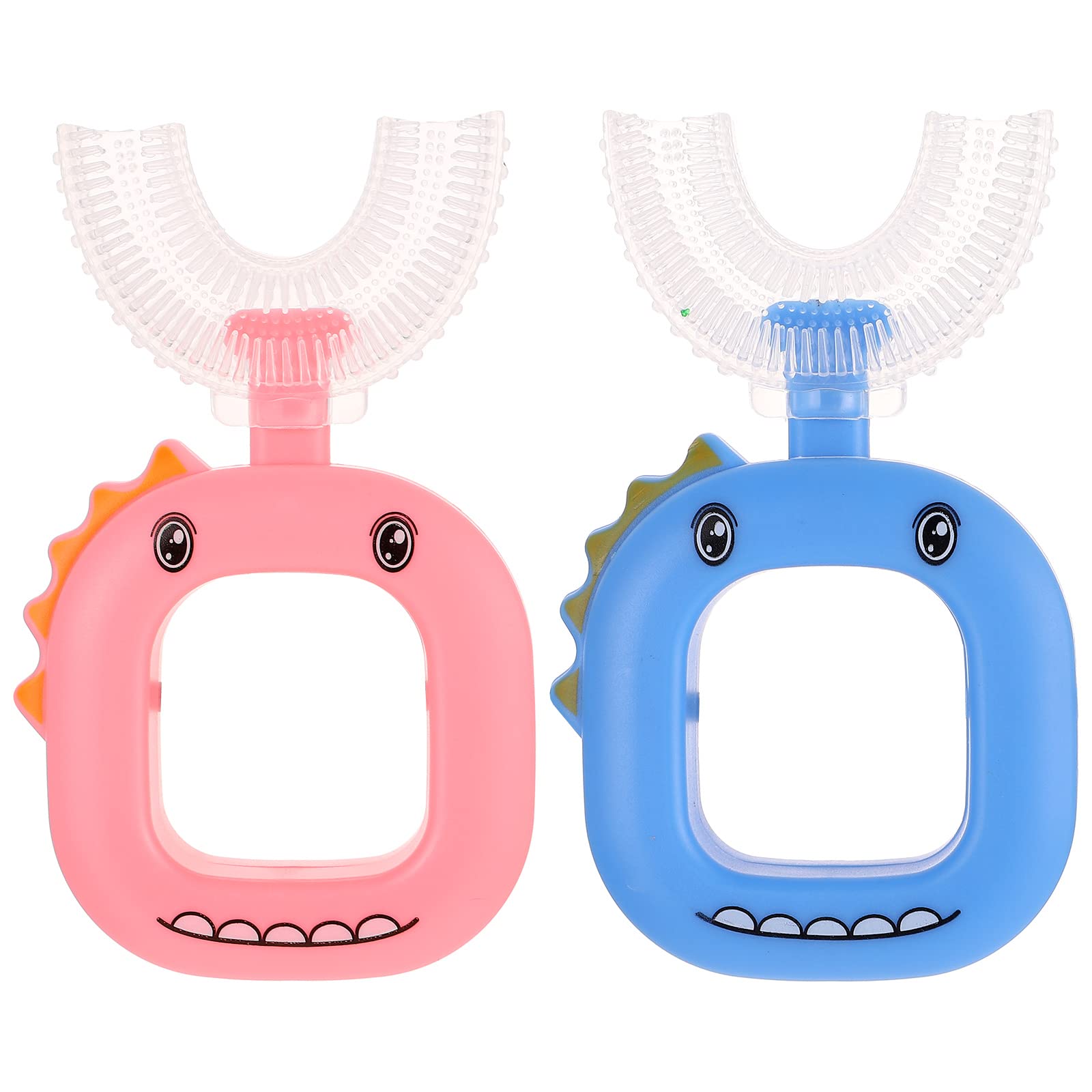 SUPVOX 2 Pack Silicone Toothbrushes for Kids - Soft Bristle Cartoon Baby Toothbrush Set for Toddlers & Children | Gentle Oral Care for Daily Brushing at Home & Travel
