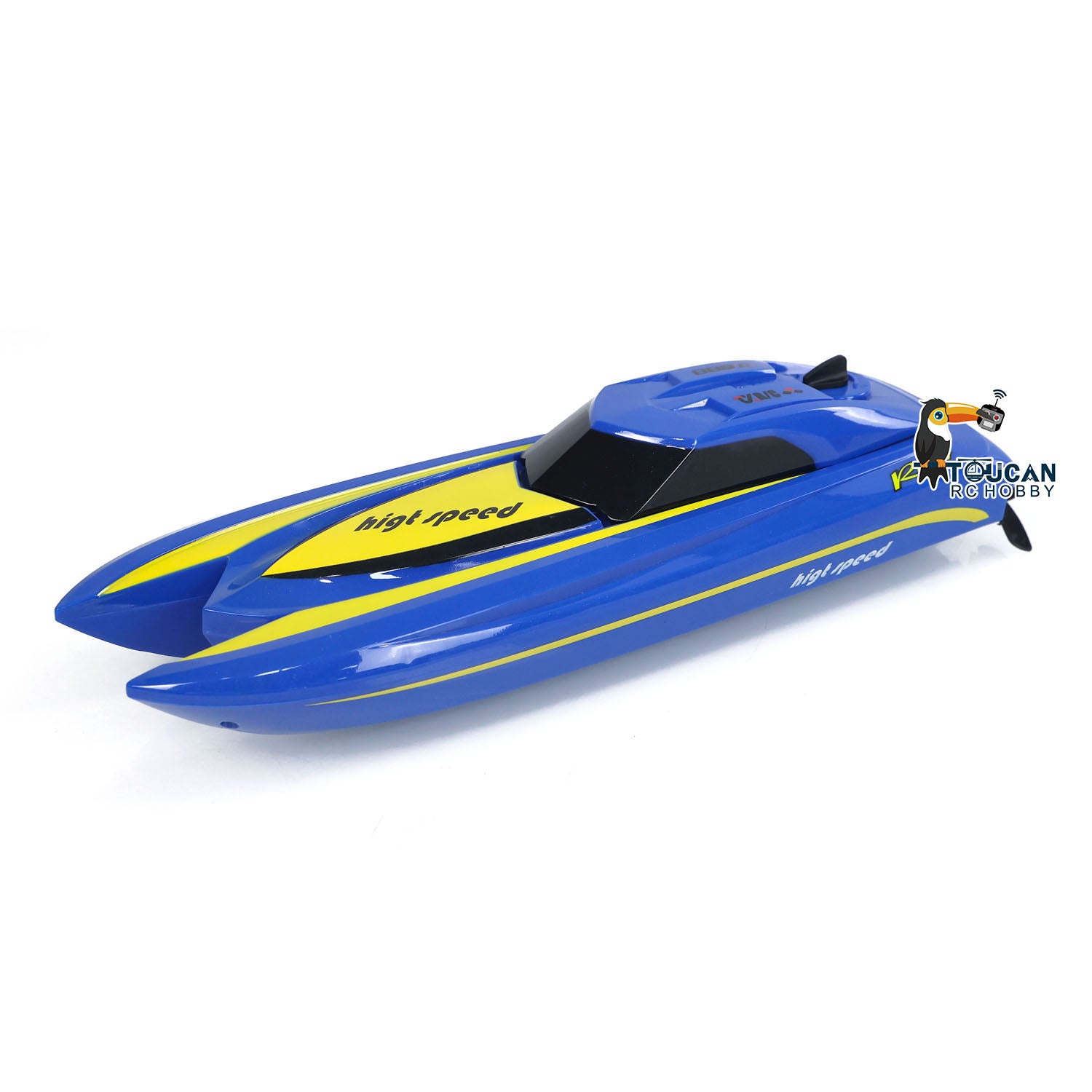TOUCAN High Speed Electric RC Boat - Ready to Run (RTR) Radio Controlled Racing Ship for Kids & Adults - Durable Plastic Pool & Lake Toy for Outdoor Water Play - Painted & Assembled for Immediate Fun