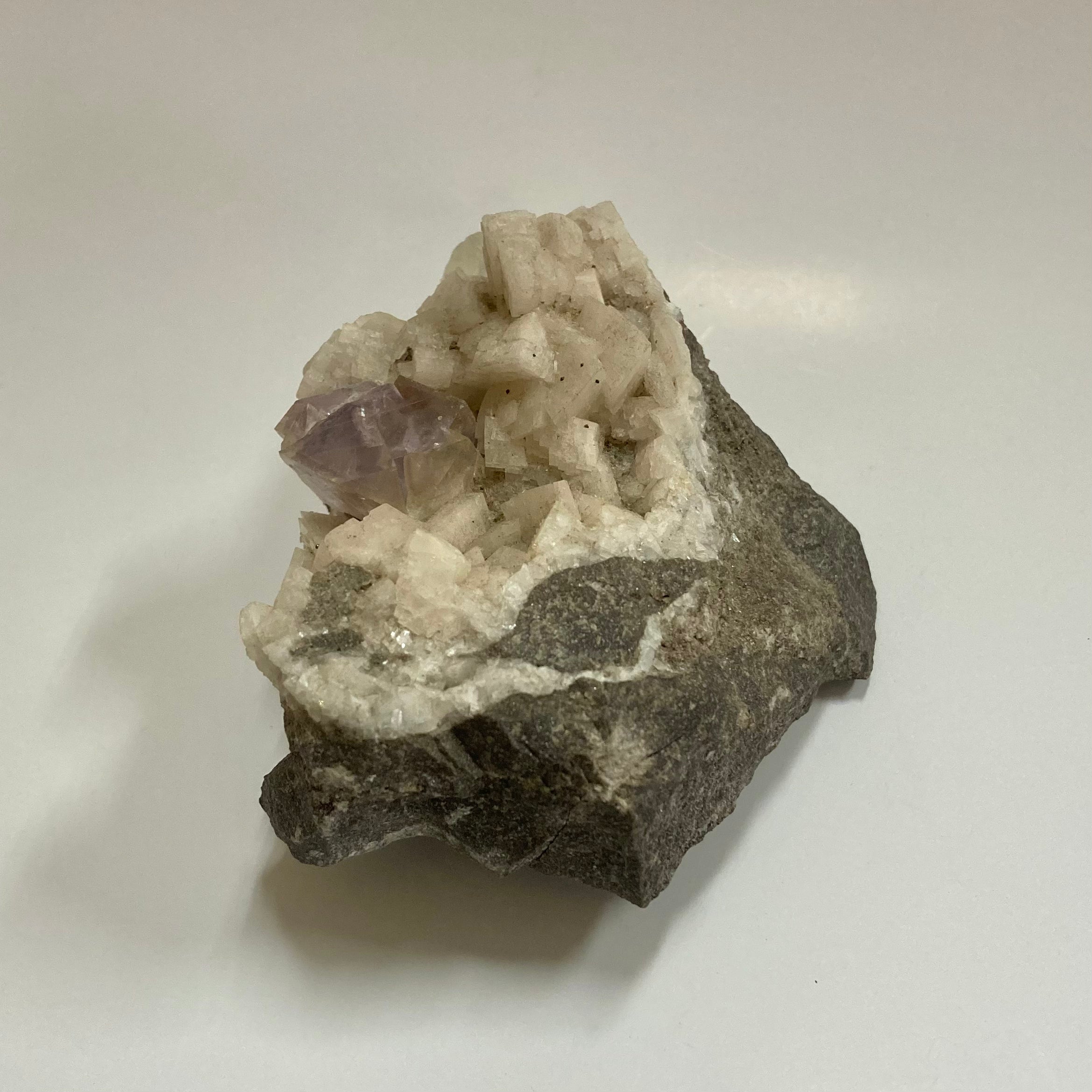 Natural Fluorite & Calcite on Dolomite Crystal Cluster - Healing Stone Collection for Meditation, Home Decor, and Spiritual Gifts