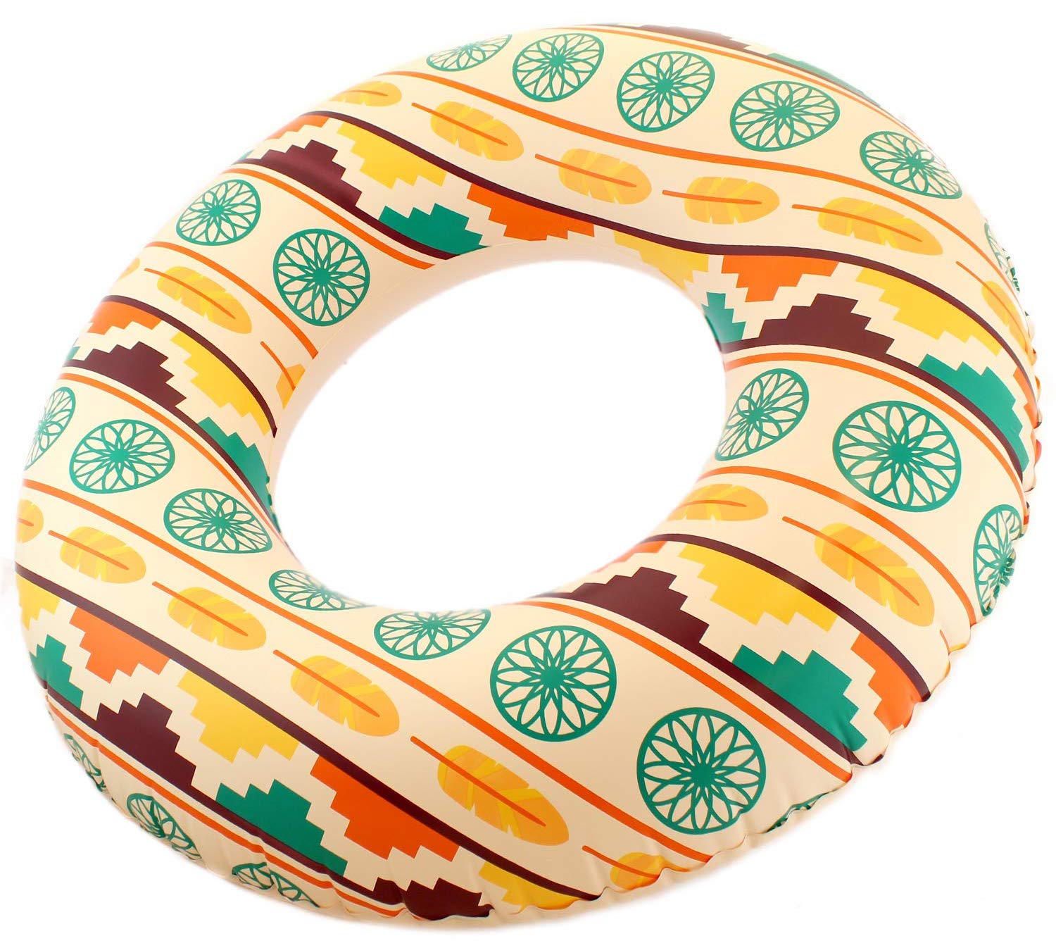 Giant Pool Float Ring - Large Round Tribal Colors Swim Tube for Adults & Kids | Durable Inflatable Floats for Swimming, Beach, Pool Parties & Water Sports (PT8028) | Perfect for Summer Fun, Relaxation & Instagram Photos