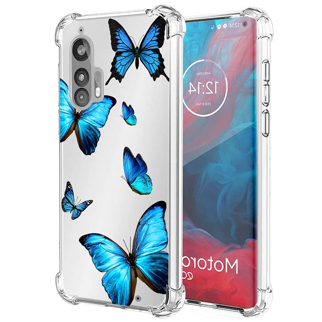 **Clear Shockproof TPU Case for Motorola Edge Plus - Slim Protective Cover for Moto Edge+ (Butterfly Design) | Durable & Stylish Phone Case for Women & Girls - Perfect for Everyday Use, Work & Travel**
