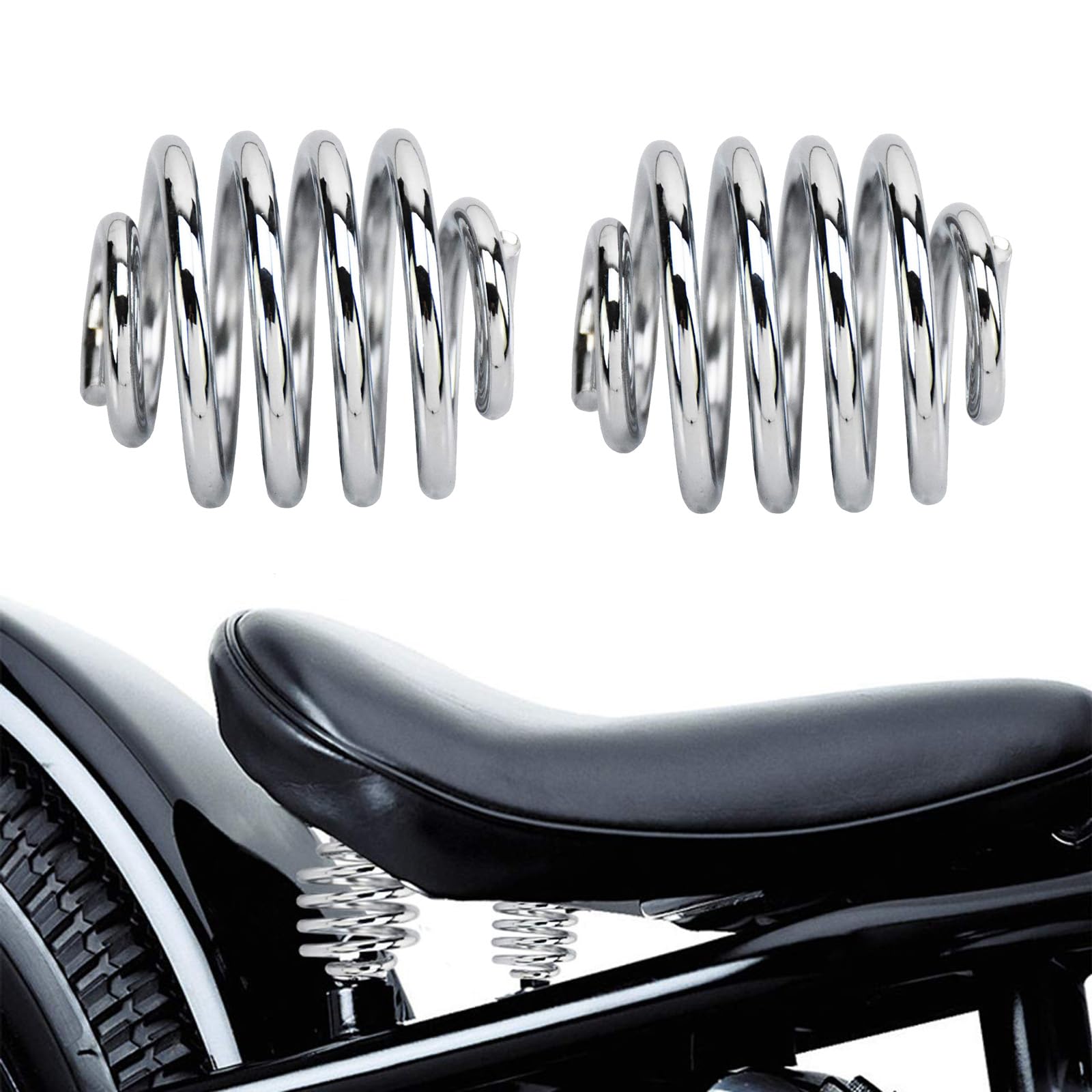 2 Inch Chrome Motorcycle Barrel Coiled Solo Seat Springs - Compatible with Harley Davidson, Honda, Kawasaki, Yamaha, Suzuki & Triumph Bobber, Chopper, Softail, Rigid Custom Builds - Perfect for DIY Motorcycle Seat Upgrades and Custom Bike Restoration Projects