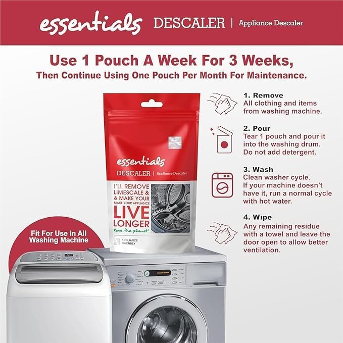 Best Washing Machine Cleaner Descaling Powder - Front Load & Top Load Washer Drum Cleaner (100g/Pack, 4-Pack) | Removes Limescale, Odors & Residue | Ideal for HE, LG, Samsung & All Washing Machines | For Fresh Laundry & Machine Maintenance