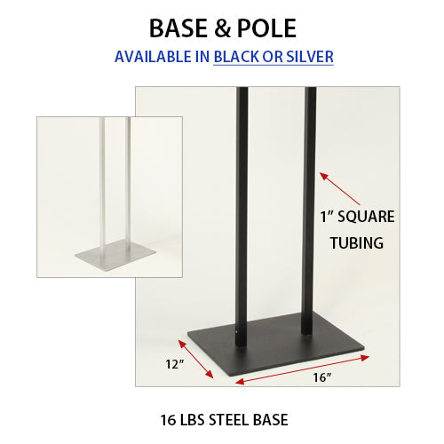 12x12 Double Pole Floor Stand Sign Holder - 1 1/4