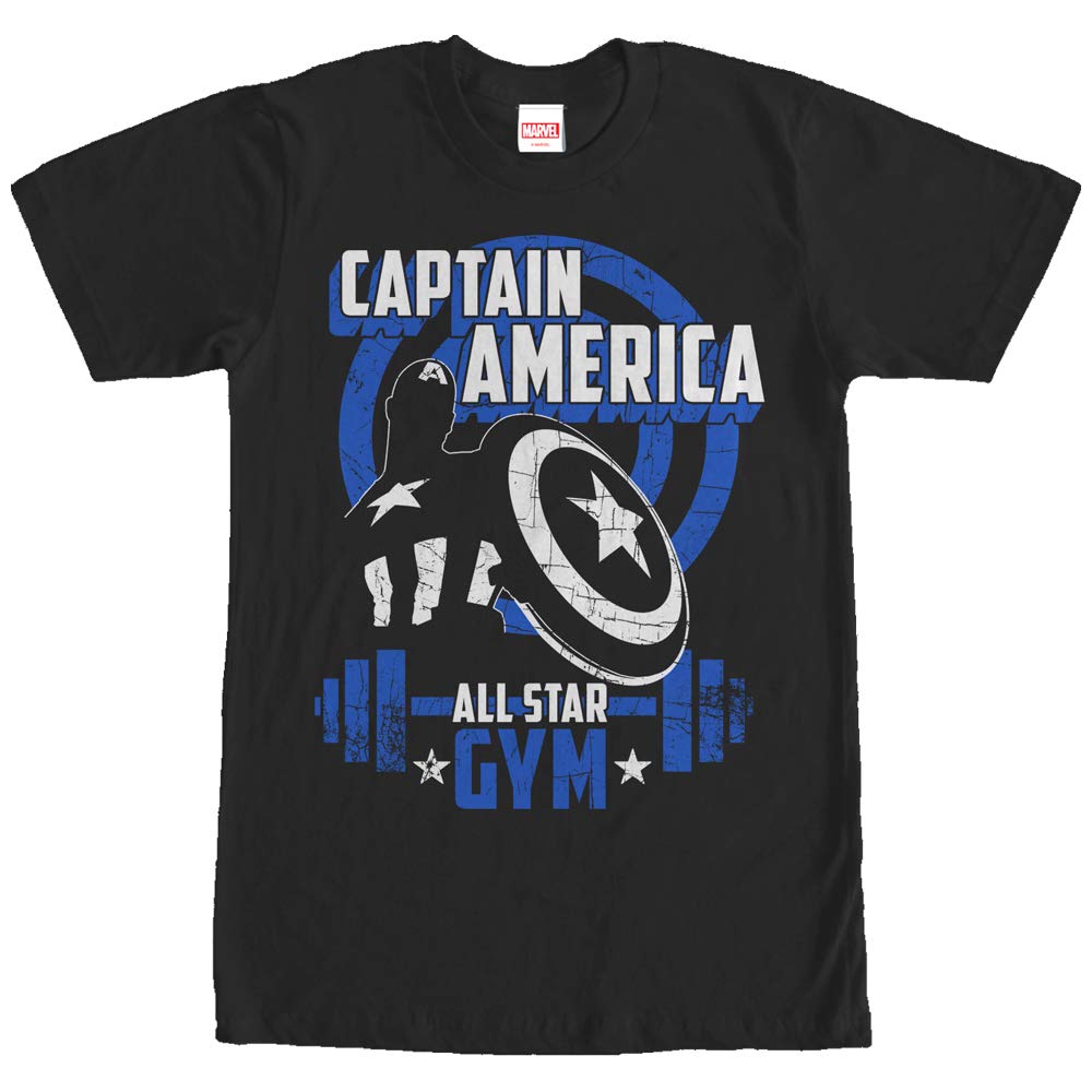 Marvel Captain America Gym T-Shirt for Men - Superhero Workout Shirt, Cotton Comfort Fit Tee - Perfect for Gym, Running, Workouts & Casual Wear