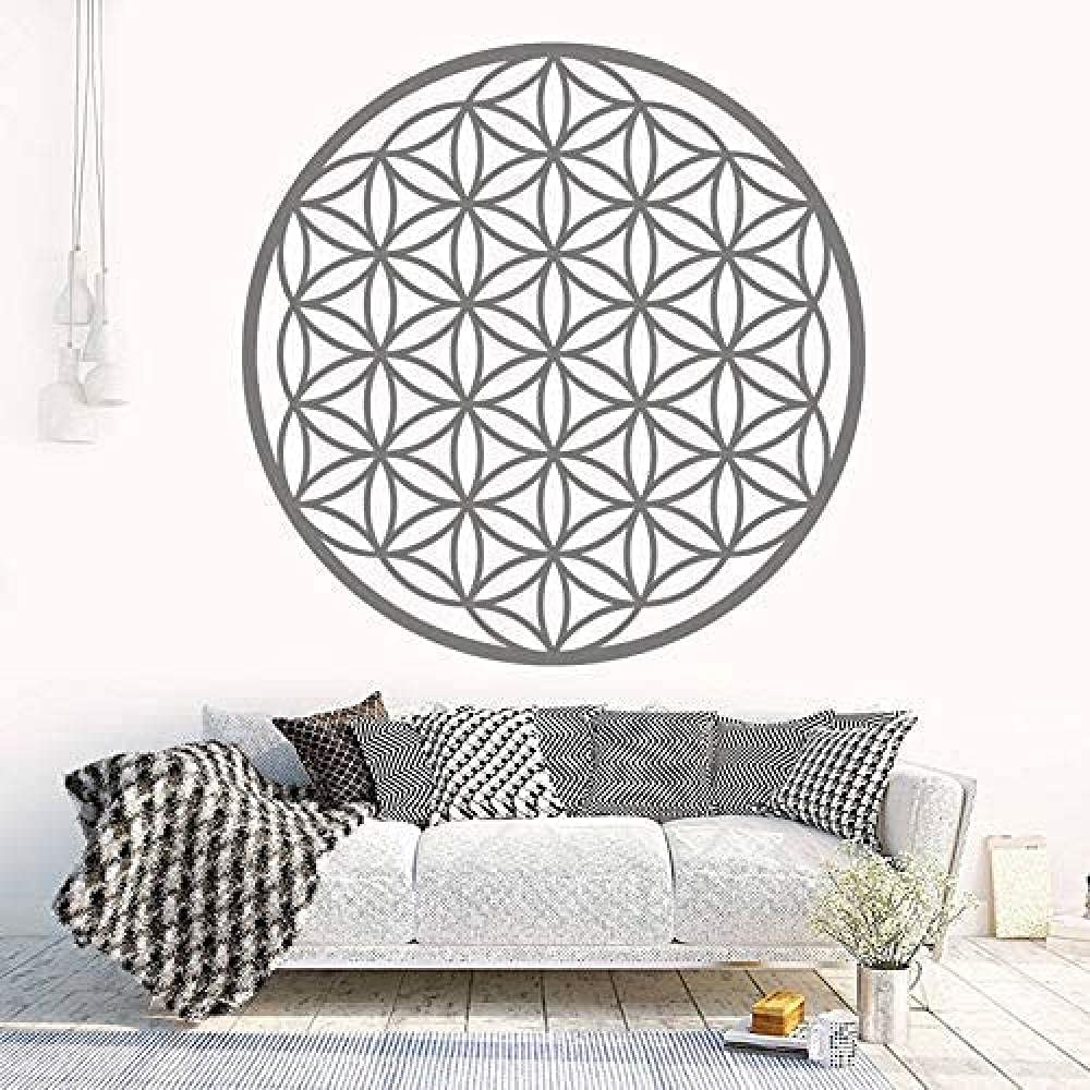 LORBAY Flower of Life Wall Decals - Vinyl Mandala Stickers with Geometric Patterns, Seed of Life Wall Art Decor (58x58cm) - Perfect for Bedroom, Living Room, Yoga Studio & Meditation Space