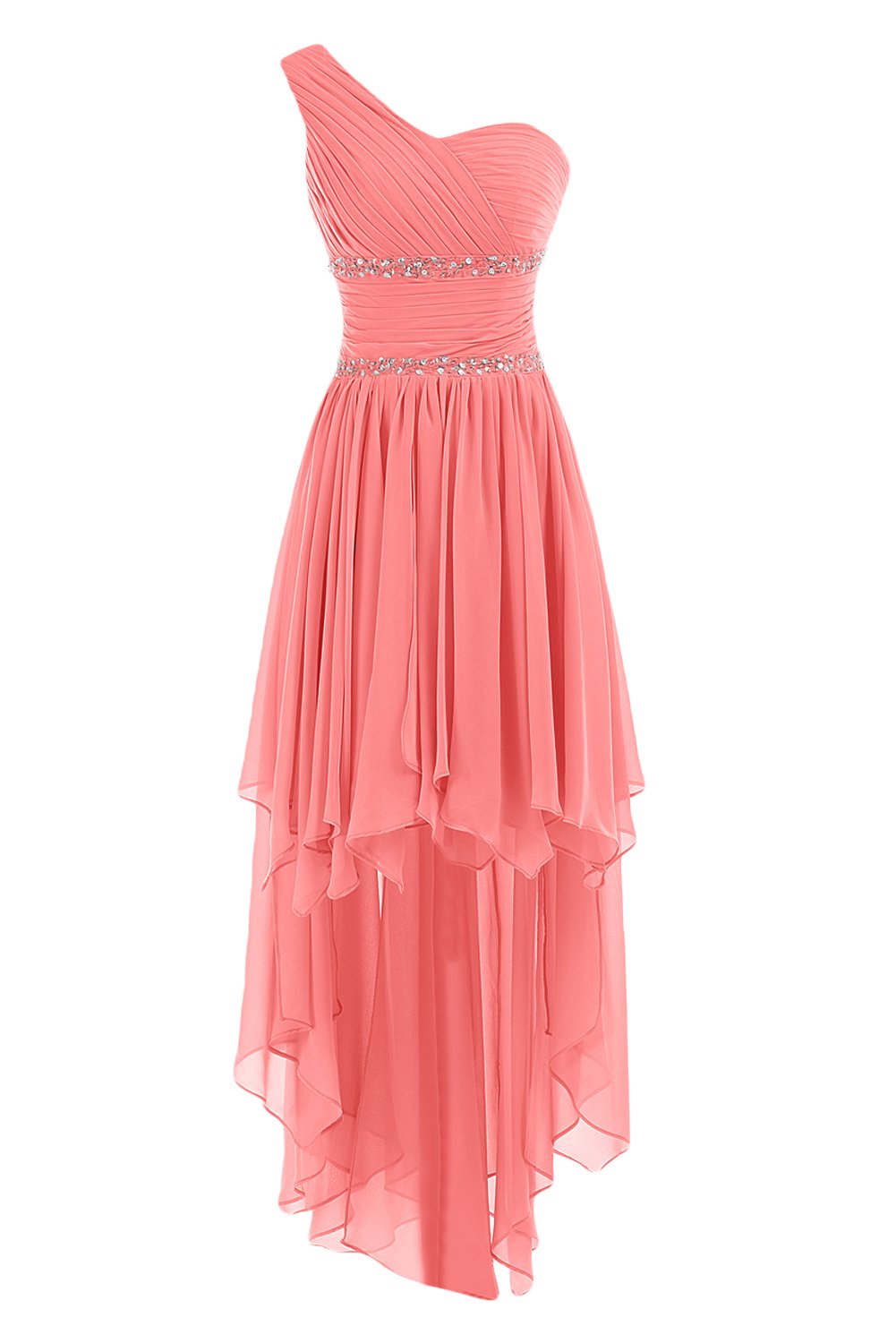 SUNVARY One Shoulder High-Low Chiffon Bridesmaid Dress - Elegant Homecoming Gown for Juniors - Perfect for Weddings, Prom & Special Occasions