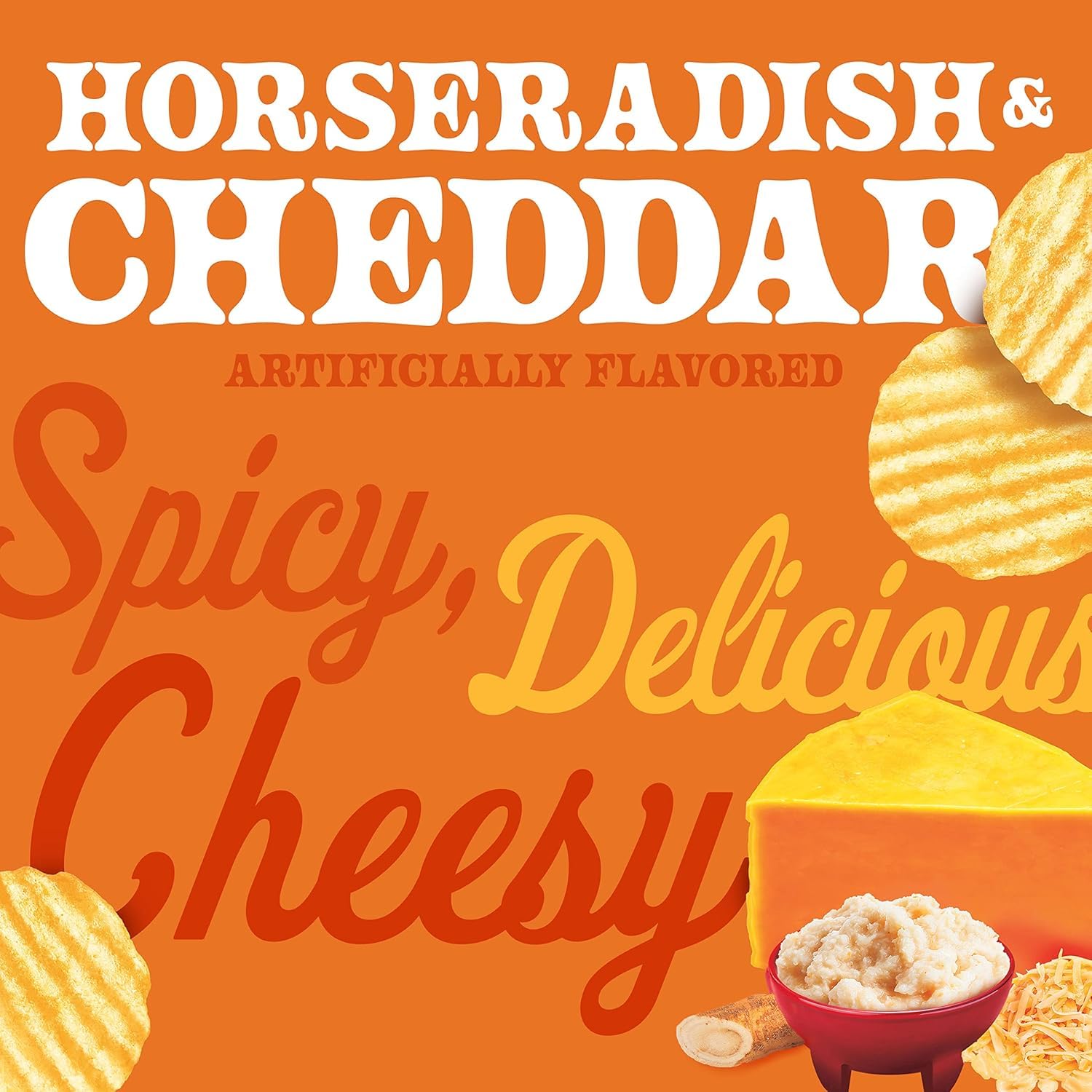 Herr’s Gluten Free Potato Chips - Horseradish & Cheddar Flavor - 6oz Bags (Pack of 6) - Crunchy Snacks for Parties, Lunch Boxes & Movie Nights