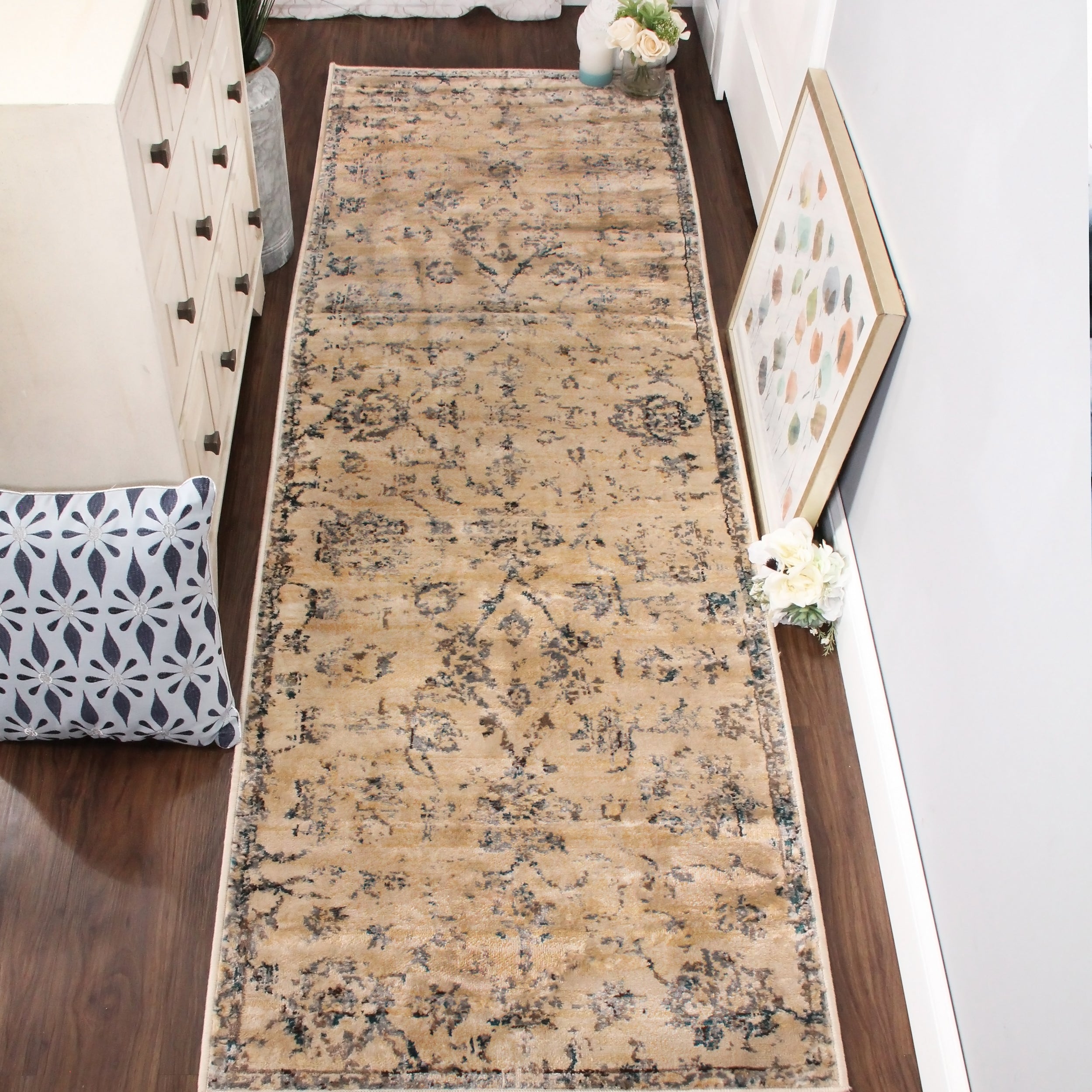 Basilio Modern Farmhouse Medallion Indoor Area Rug - Soft Non-Slip Living Room Carpet for Bedroom, Dining Room & Home Decor