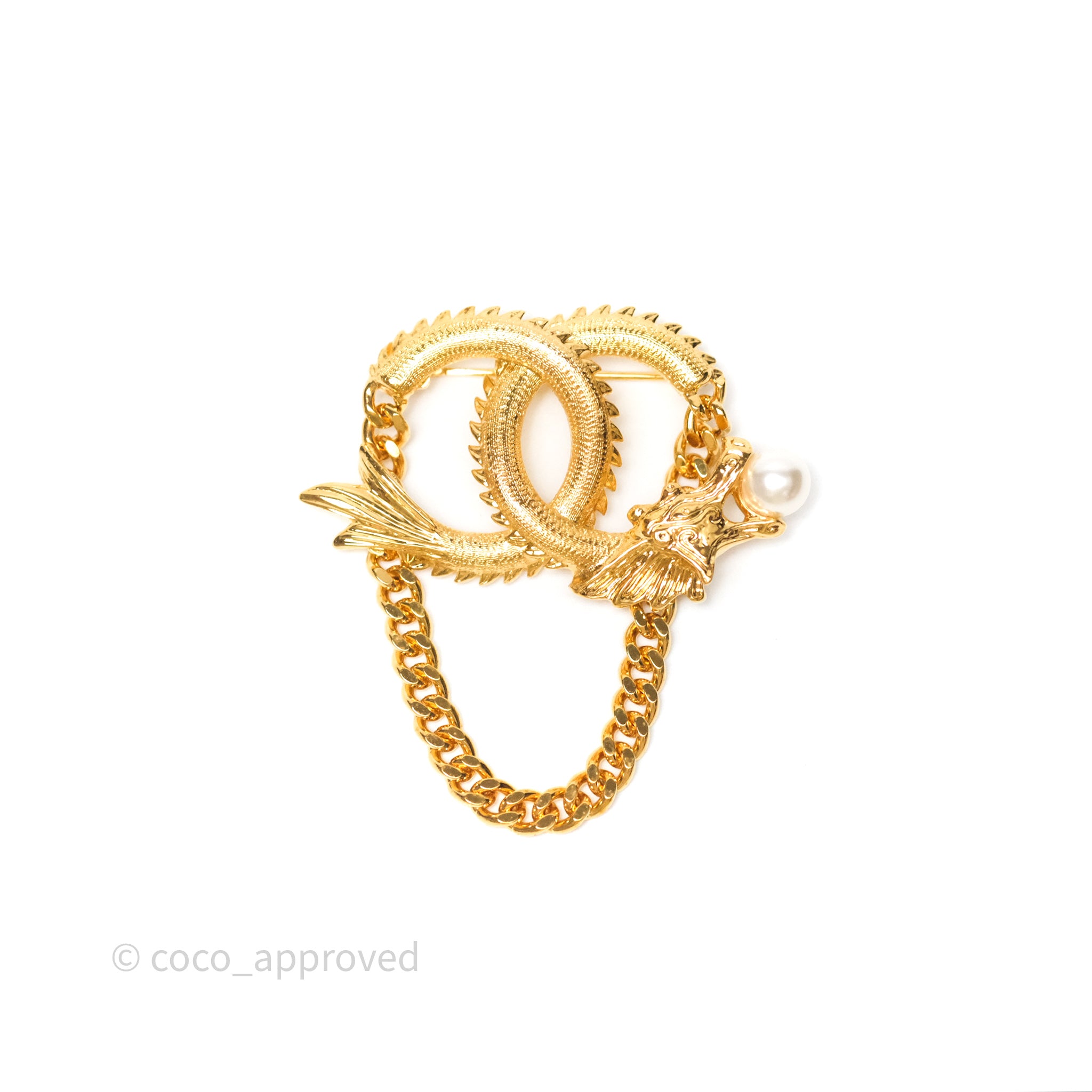 Chanel CC Dragon Chinese New Year Edition Brooch - Gold Tone 24C - Luxury Fashion Accessory for Women - Perfect for Holiday Gifts, Special Occasions & Collectors