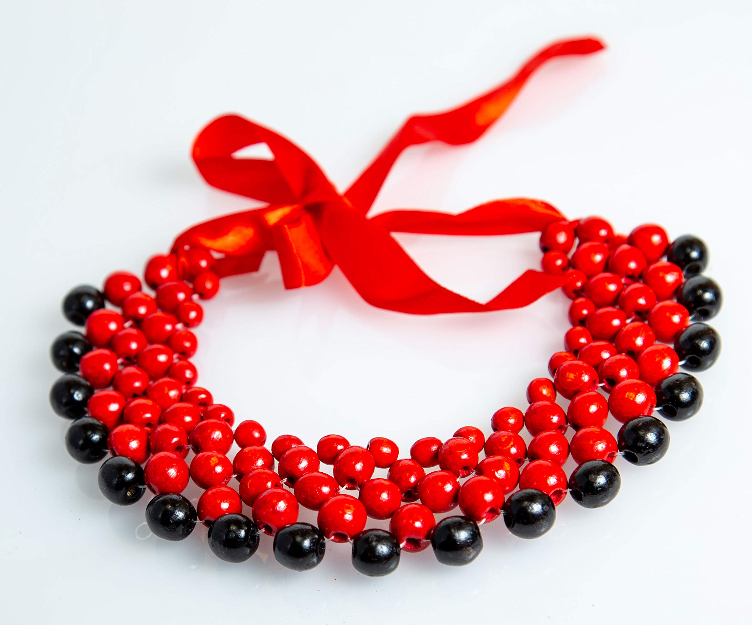 Ukrainian Traditional Wedding Kokoshnik Headpiece & Necklace Set - Handmade Beaded Vyshyvanka Style Easter Headdress Wreath (Red) - Perfect for Bridal Ceremonies, Cultural Festivals & Themed Photoshoots