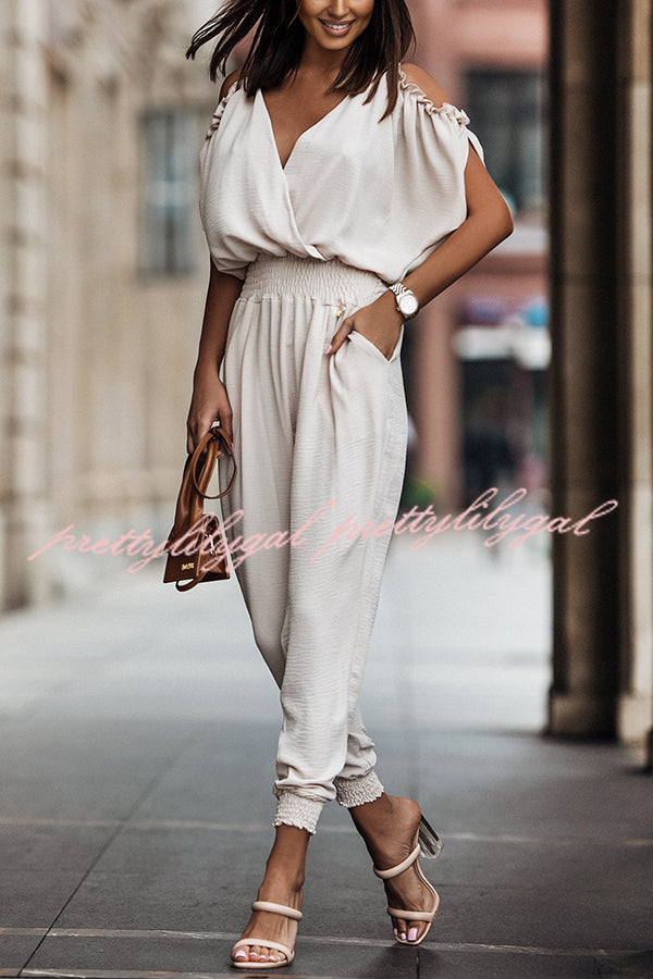 Stylish Ruffle Cold Shoulder Jumpsuit for Women - Trendy Summer Romper with Floral Print | Perfect for Beach Vacations, Date Nights & Outdoor Parties