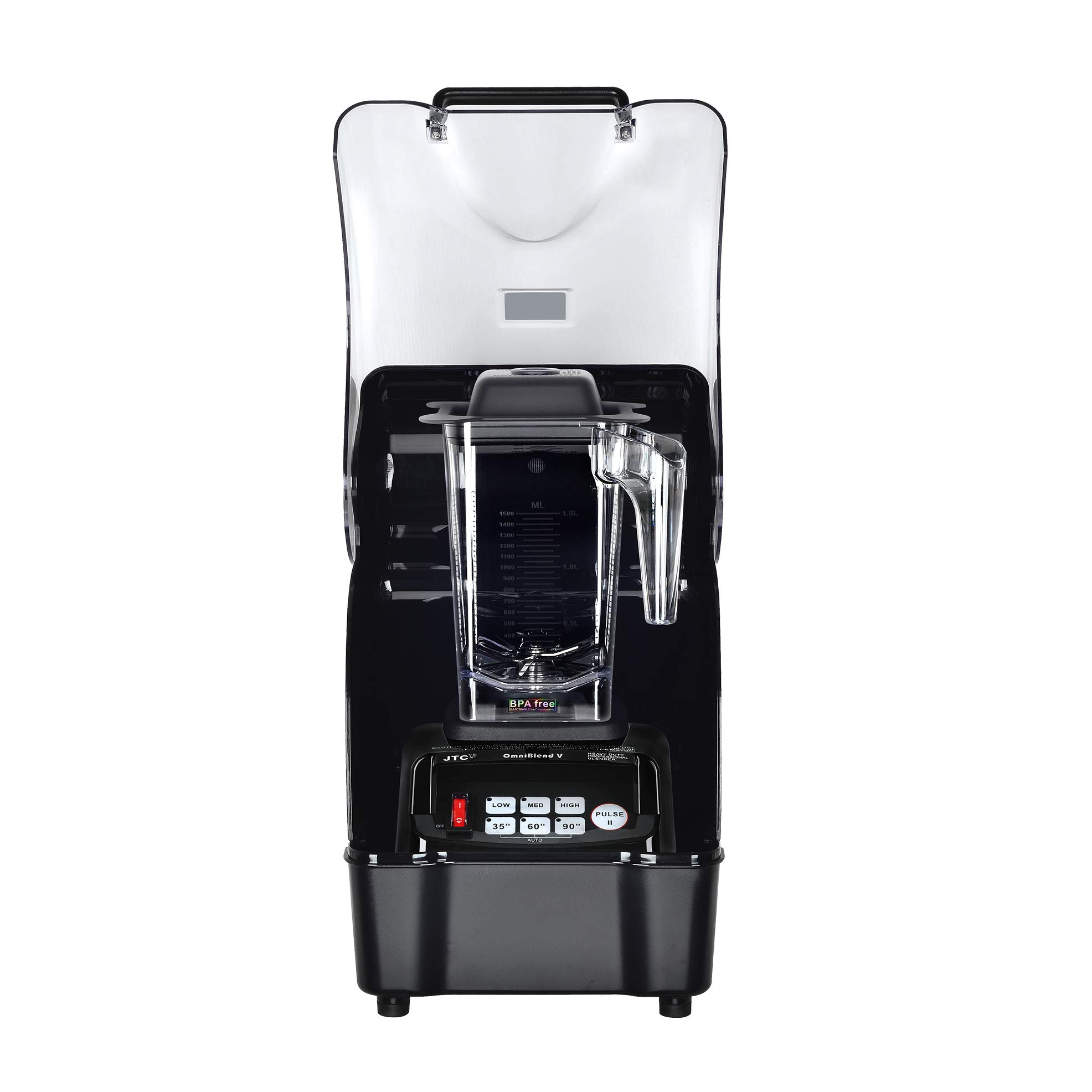 OmniBlend Omni-Q Commercial Blender with Sound Enclosure - Heavy Duty 3-Speed, Self-Cleaning, 2-in-1 Wet & Dry Blades, 1.5L Jar (Black) - Perfect for Smoothies, Juices, and Food Prep in Restaurants, Cafes & Home Kitchens