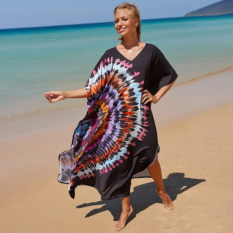 Bohemian Beach Dresses & Kaftans - Flowy Bikini Cover Ups, Maxi Robe for Women | Elegant Swimwear Coverup for Pool, Vacation & Summer Outfits