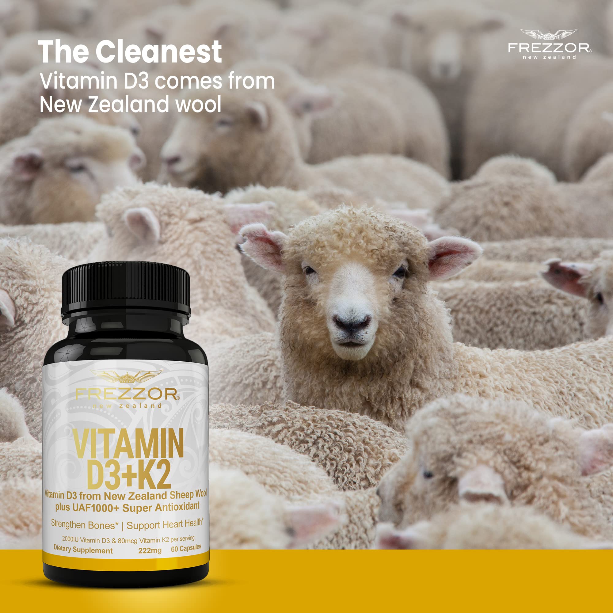 Premium Vitamin D3 2000IU & K2 (MK7) 80mcg Supplement - 360 Softgels (6 Month Supply) - Sourced from 100% New Zealand Sheep's Wool Lanolin - Supports Cardiovascular Health & Strong Bones - Ideal for Immune Boosting, Winter Wellness & Active Lifestyles