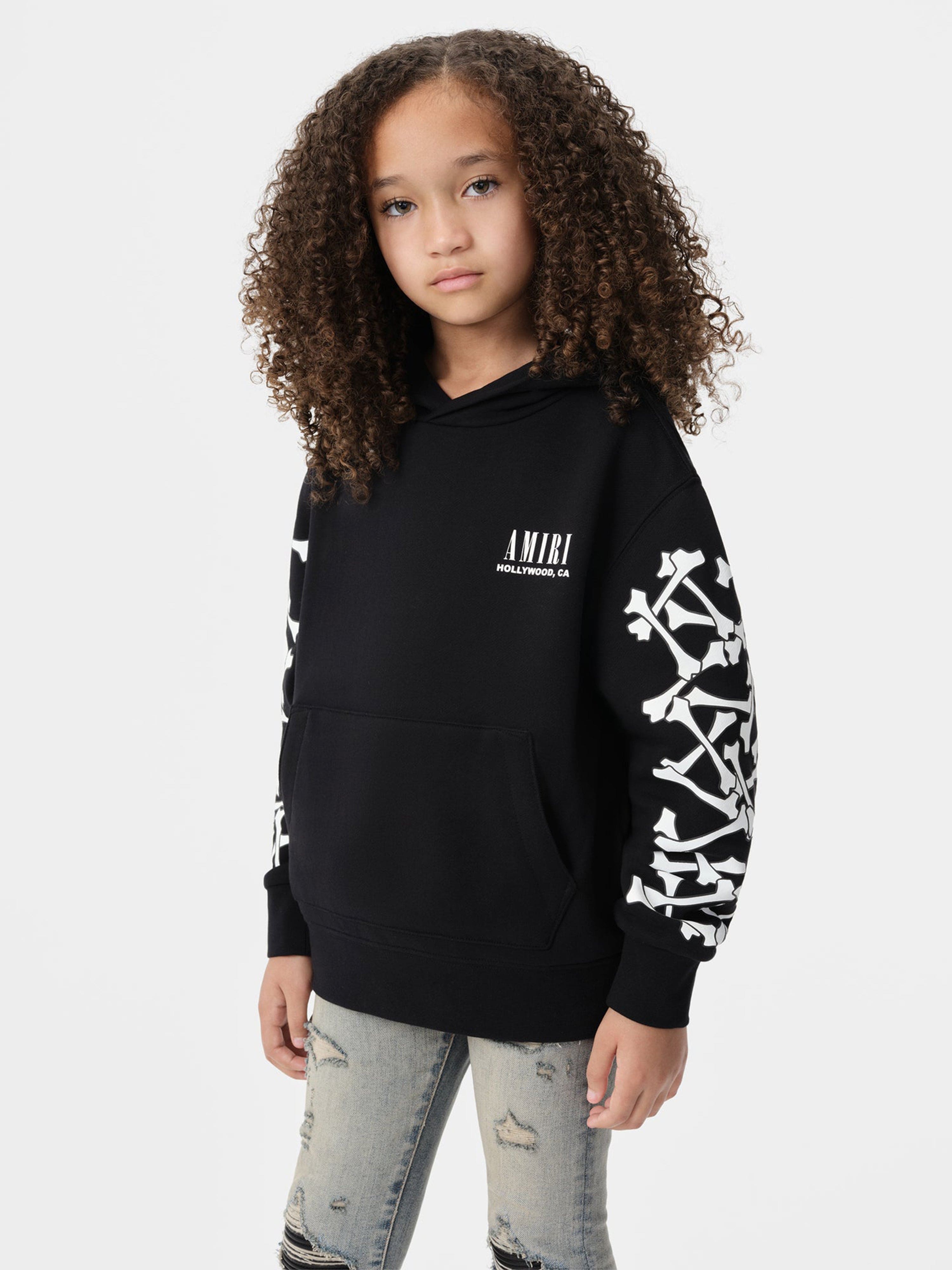 Amiri Kids Bones Hoodie - Black Cotton Pullover for Boys & Girls | Stylish Streetwear for Everyday Wear & Casual Outings