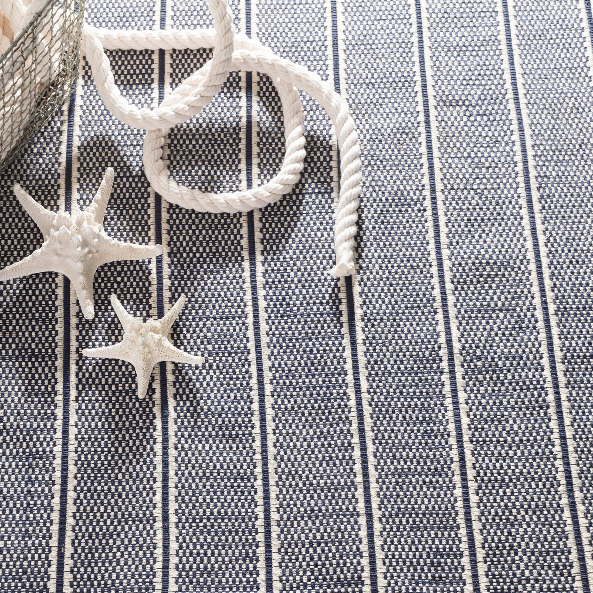 Handwoven Cotton Area Rug - Navy Blue | Soft & Durable for Living Room, Bedroom, Nursery Decor