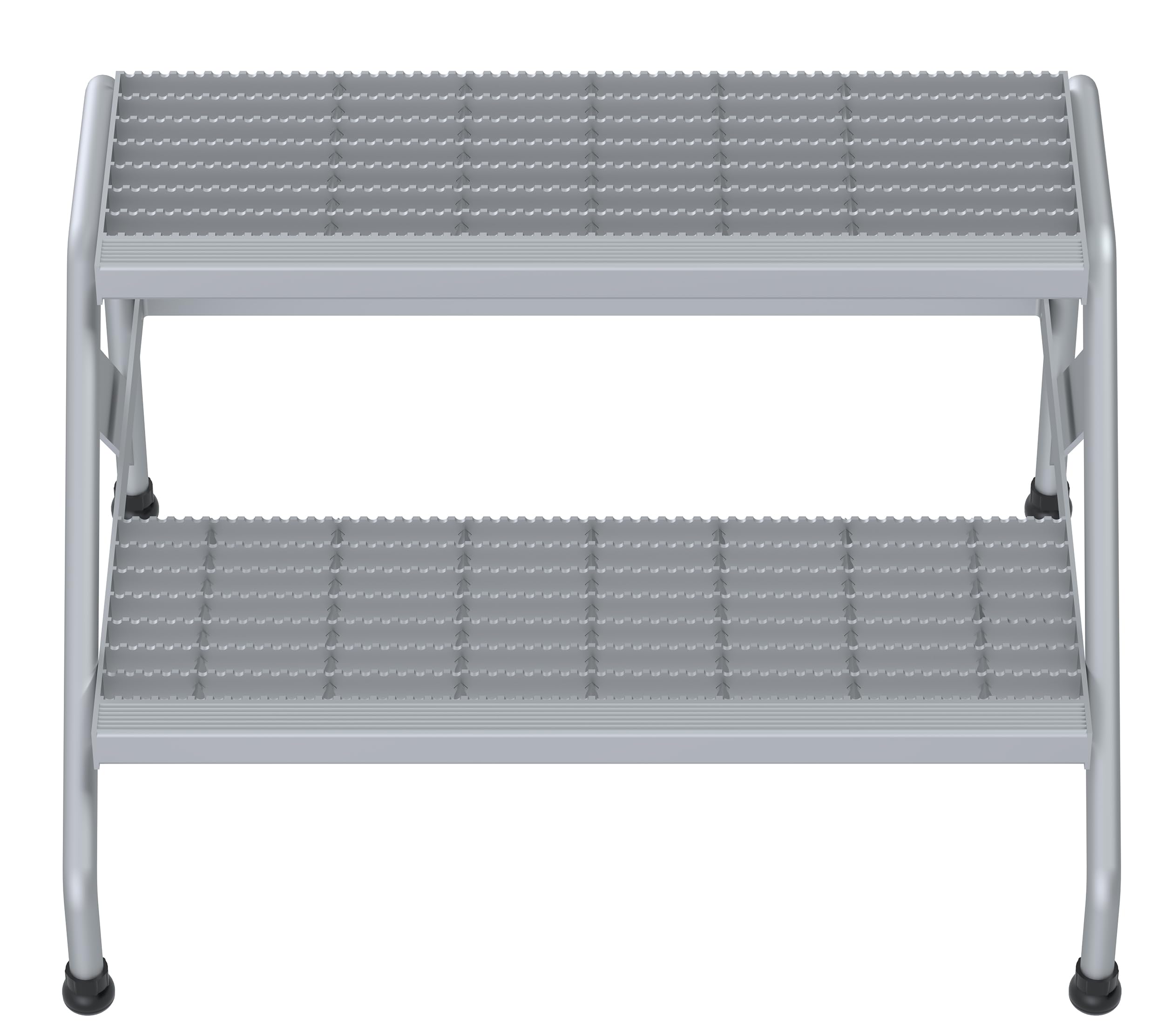 Vestil SSA-2W Heavy Duty Aluminum 2 Step Wide Safety Ladder Stand - 500 lb Capacity, Silver - Perfect for Warehouse, Garage & Industrial Use