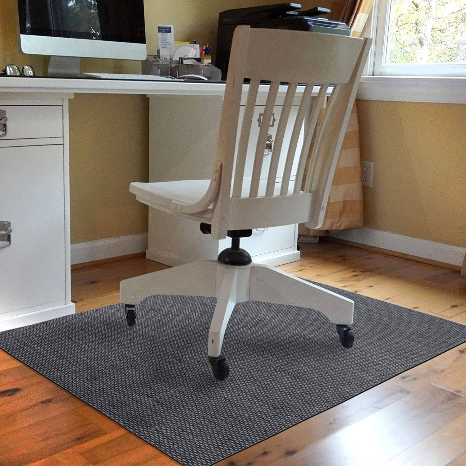 Bungalow Flooring Barbury Weave 9to5 Desk Chair Mat - 3' x 4' Non-Slip Office Chair Mat - Made in USA - Stain-Resistant & Durable - Gray - Perfect for Home Office, Workspace & Hardwood Floor Protection