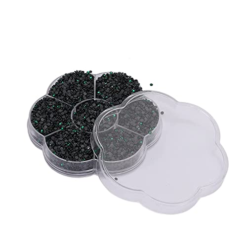 A K Homes - 1000pcs Round Glass Rhinestones for Nails, Crafts, Clothes & DIY (S601-Dark Green) | Lightweight & Portable | Perfect for Nail Art, Fashion Design, Home Decor & Gift Making