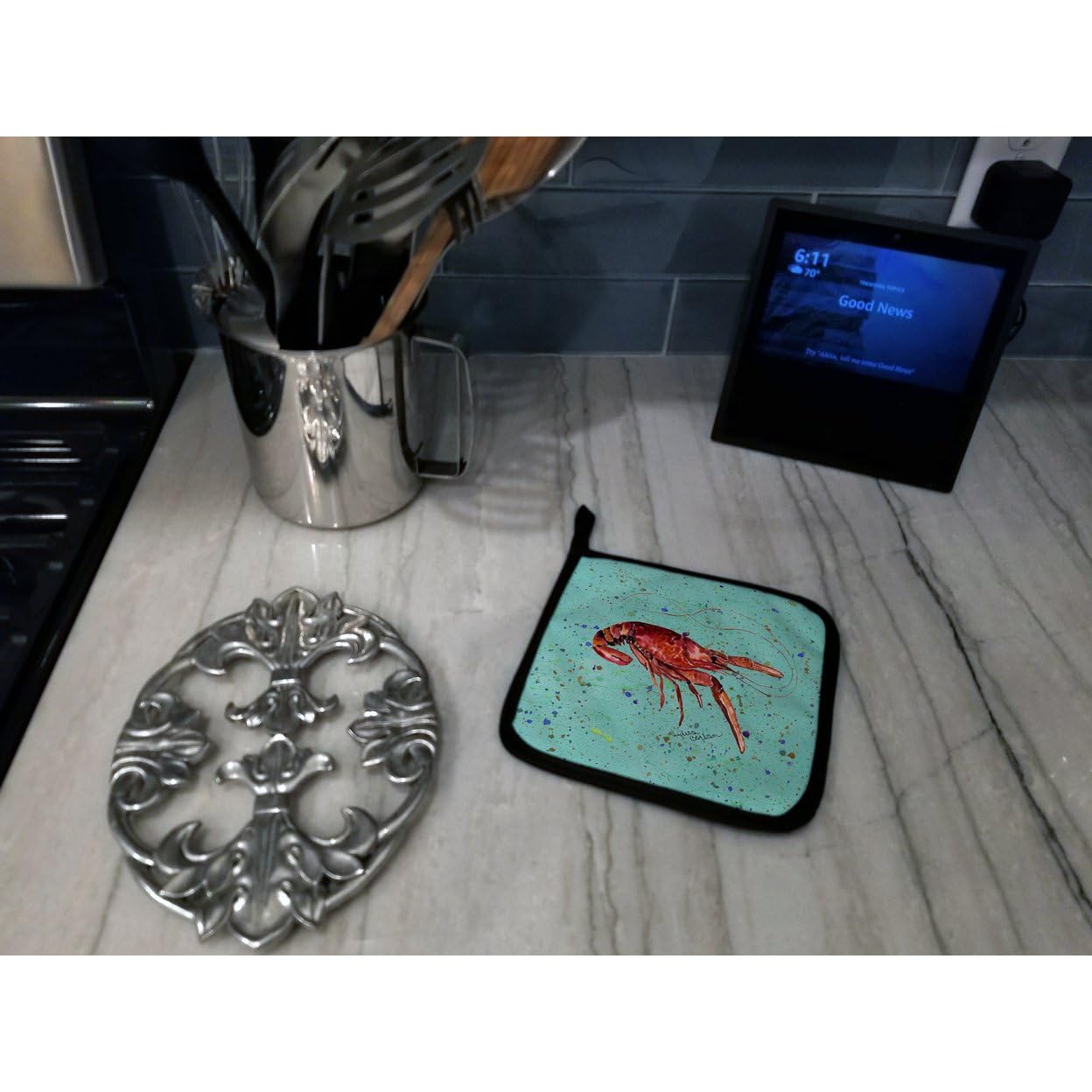 Crawfish Kitchen Pot Holders Set - Heat Resistant Oven Mitts for Cooking, Baking & BBQ (7.5