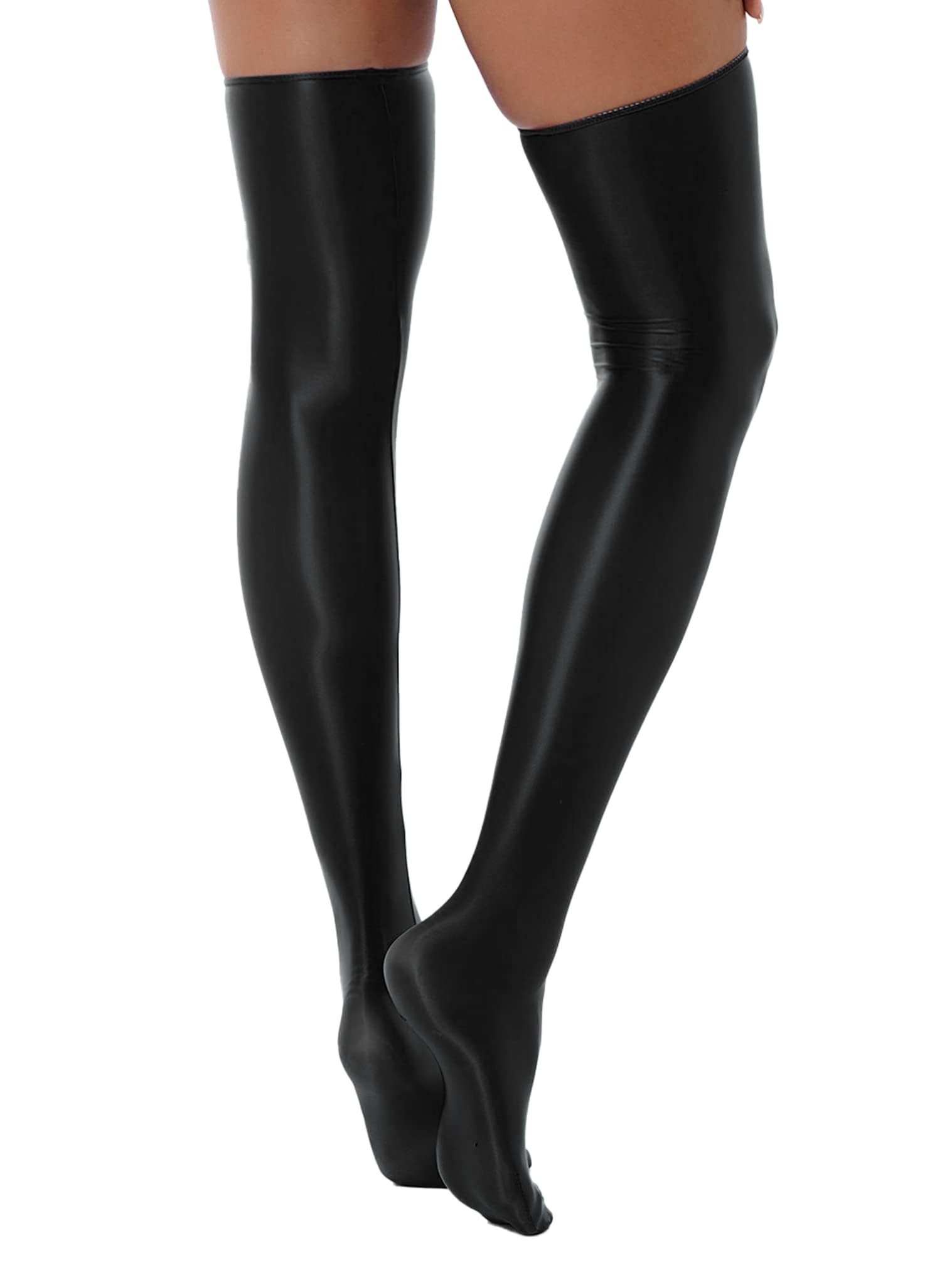 Shiny Silky Smooth Thigh High Stockings for Women - Over Knee Footed Hold Up Sexy Lingerie Tights - Perfect for Date Night, Cosplay & Special Occasions