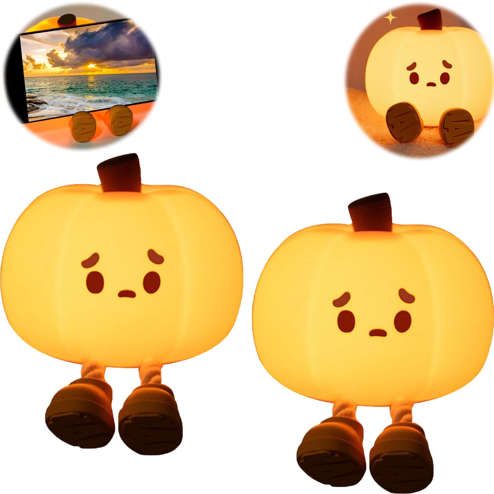 Pumpkin Buddy LED Night Light - Cute Silicone Halloween Decor for Kids, Bedroom, Nursery & Party | Dimmable, Safe & Portable Pumpkin Light for Fall, Thanksgiving & Home Decor