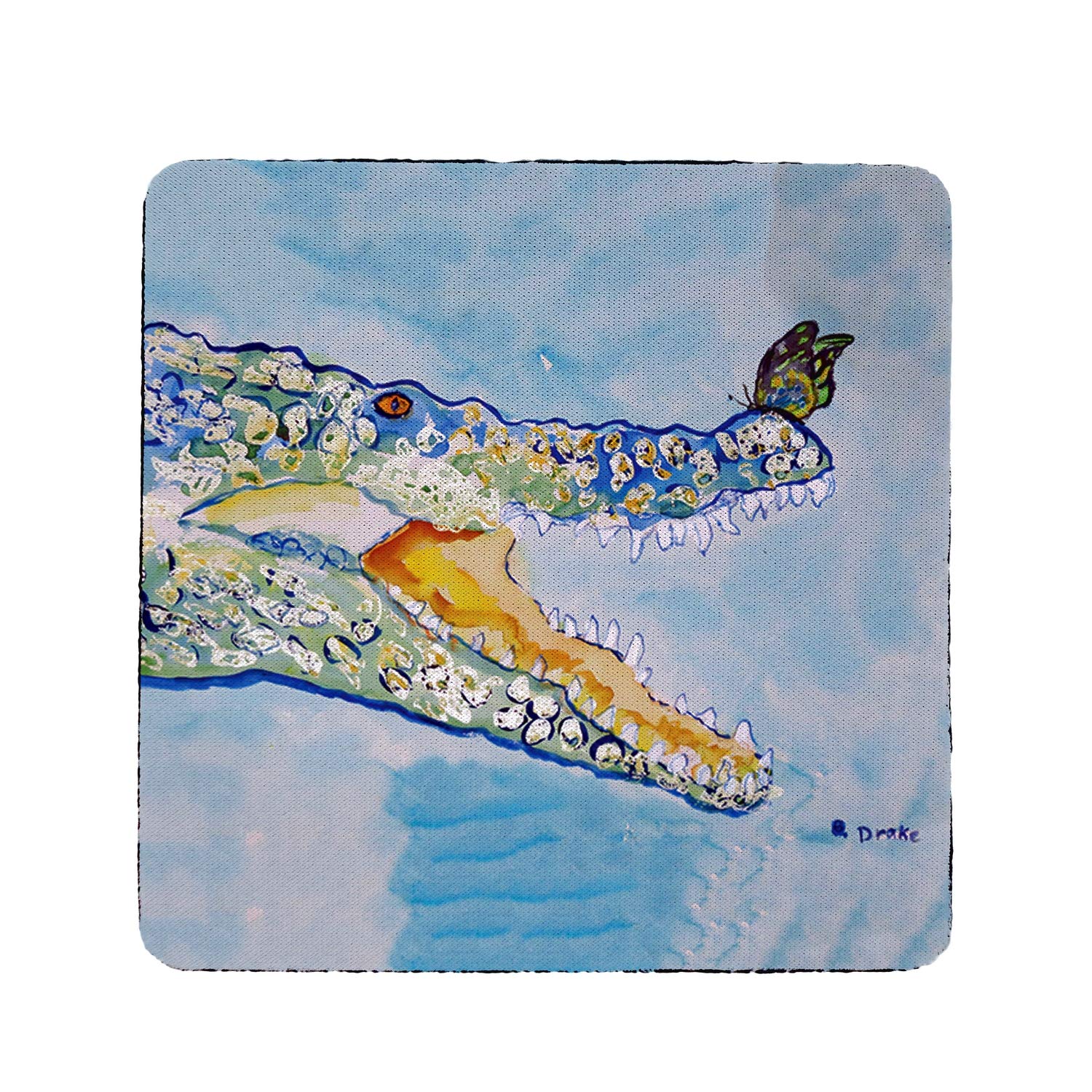 Betsy Drake Croc & Butterfly Coaster Set of 4 - Absorbent Ceramic Coasters for Coffee, Wine & Drinks - Perfect for Home, Office & Kitchen Decor