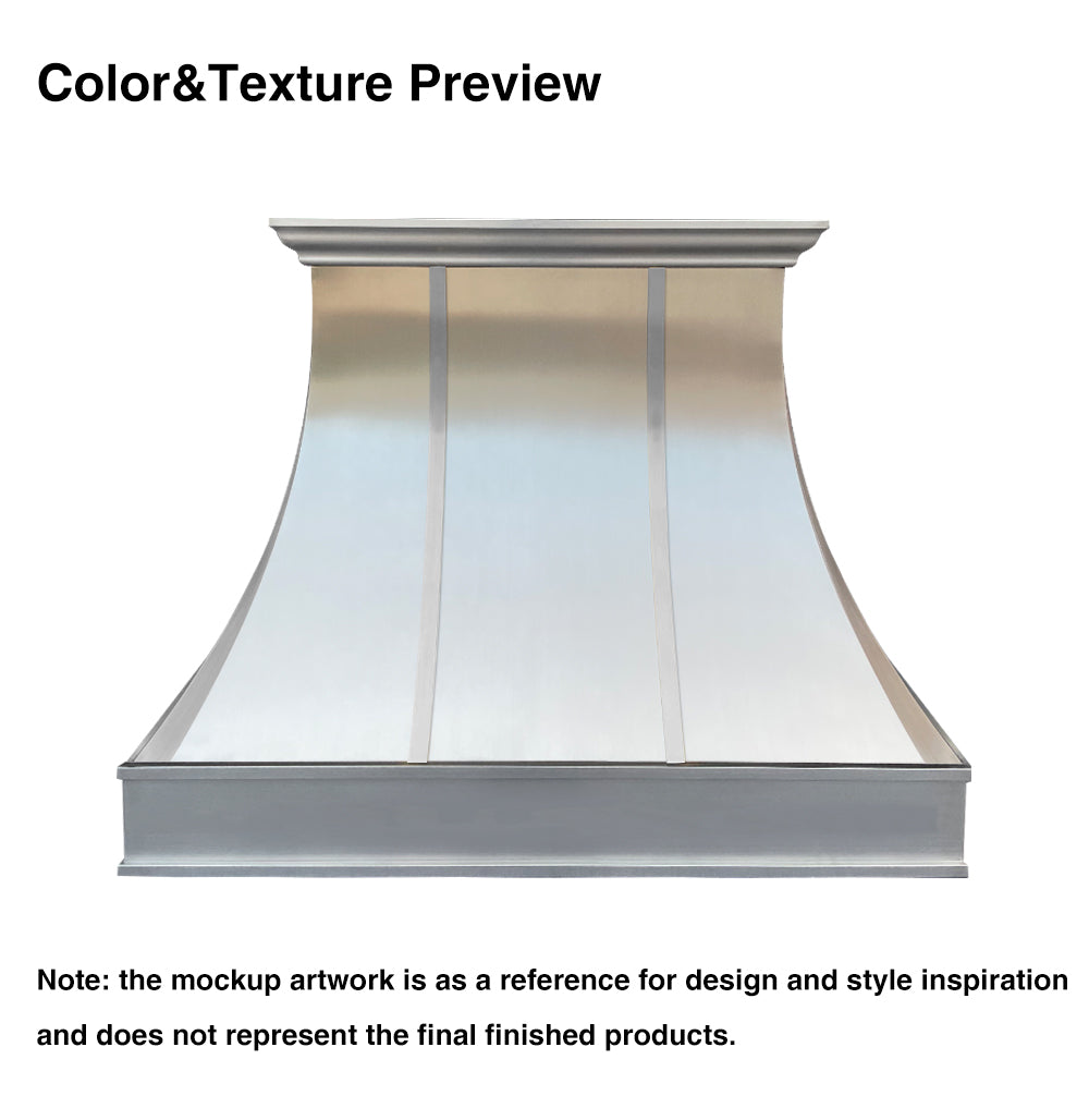 Premium RHM Curved Custom Stainless Steel Range Hood H3 - Professional Kitchen Ventilation for Leslie | Modern Design for Home & Restaurant Use