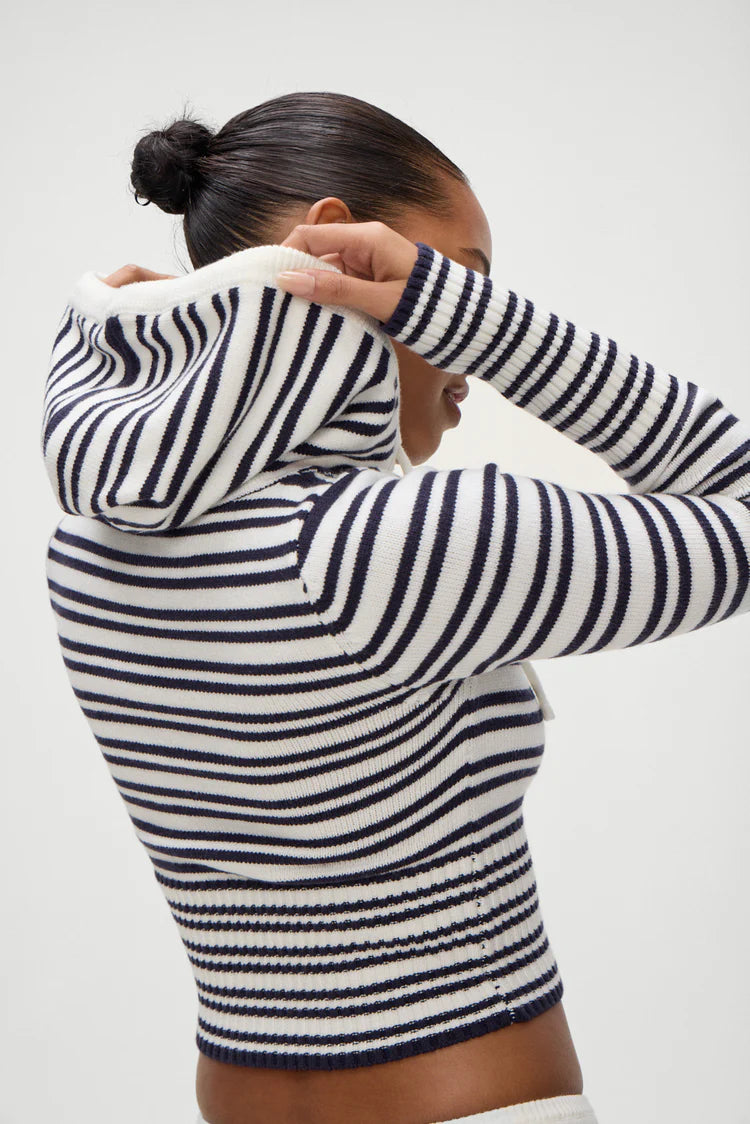 Aimee Knit Zip Up Hoodie - Starlit Stripe Women's Casual Pullover Sweatshirt | Cozy & Stylish for Everyday Wear, Lounge & Outdoor Activities