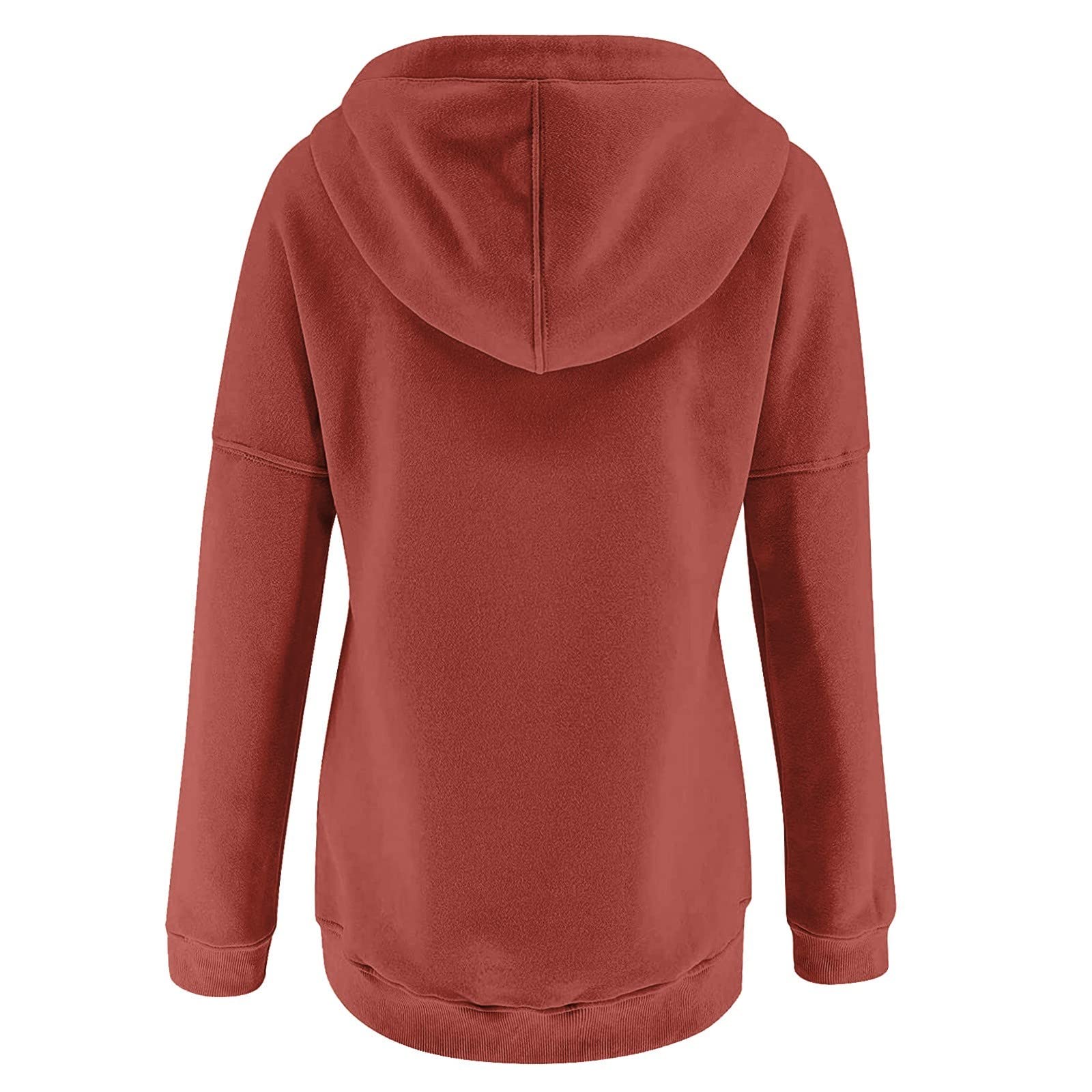 Women's Essential Hoodie USA - Button-Up Collar V-Neck Drawstring Sweatshirt, Pullover Casual Long Sleeve Top for Everyday Comfort and Style