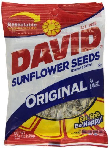 David Sunflower Seeds Original Flavor 5.25-Ounce Bags (Pack of 12) - Healthy Snack for Road Trips, Office & Movie Nights - Crunchy & Delicious Sunflower Kernels